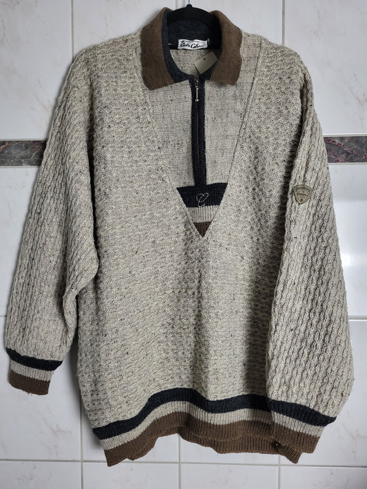 CARLO COLUCCI - VINTAGE PULLOVER - STRICKMUSTER - BEIGE/BRAUN - HERREN - XXL