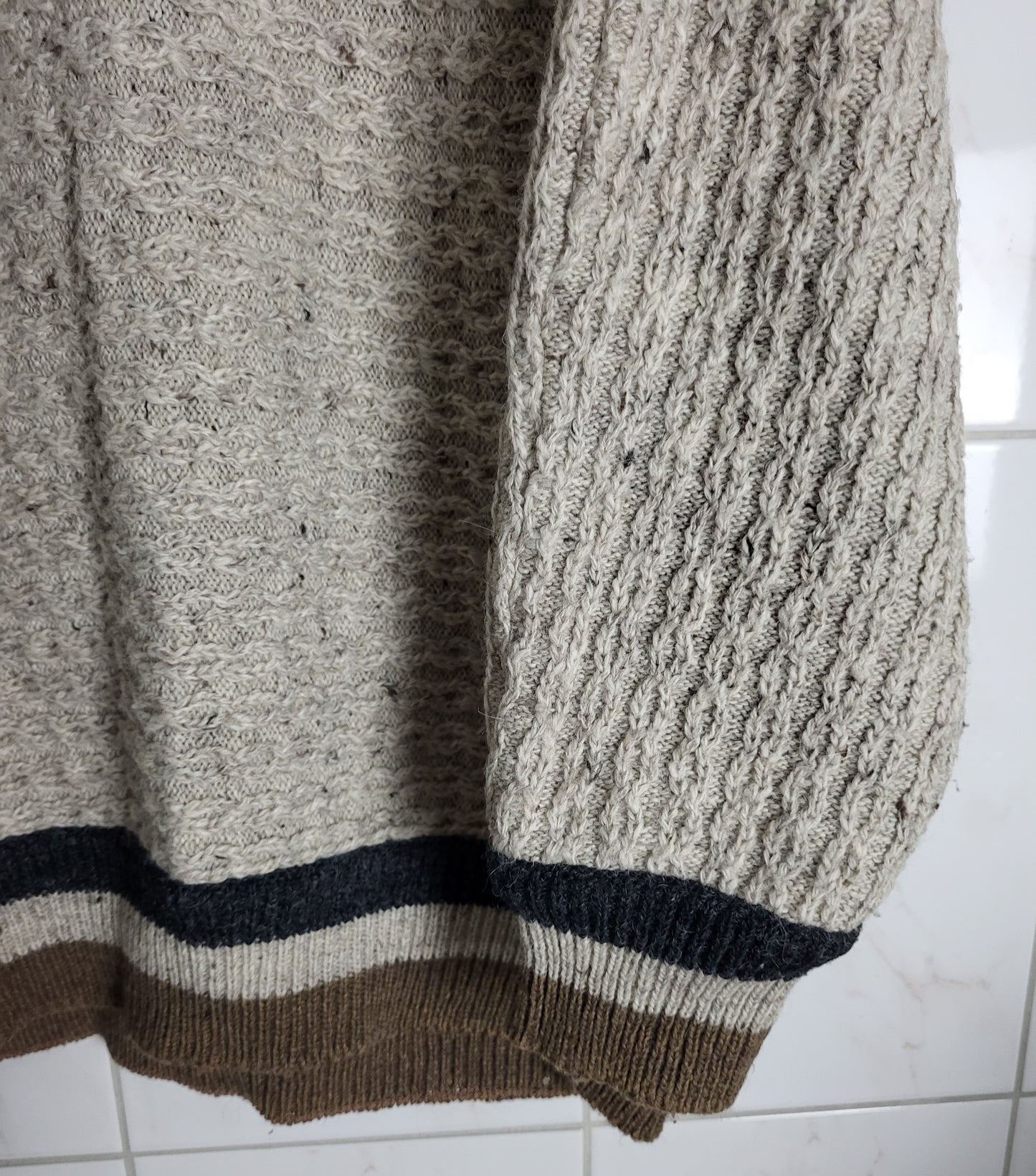 CARLO COLUCCI - VINTAGE PULLOVER - STRICKMUSTER - BEIGE/BRAUN - HERREN - XXL