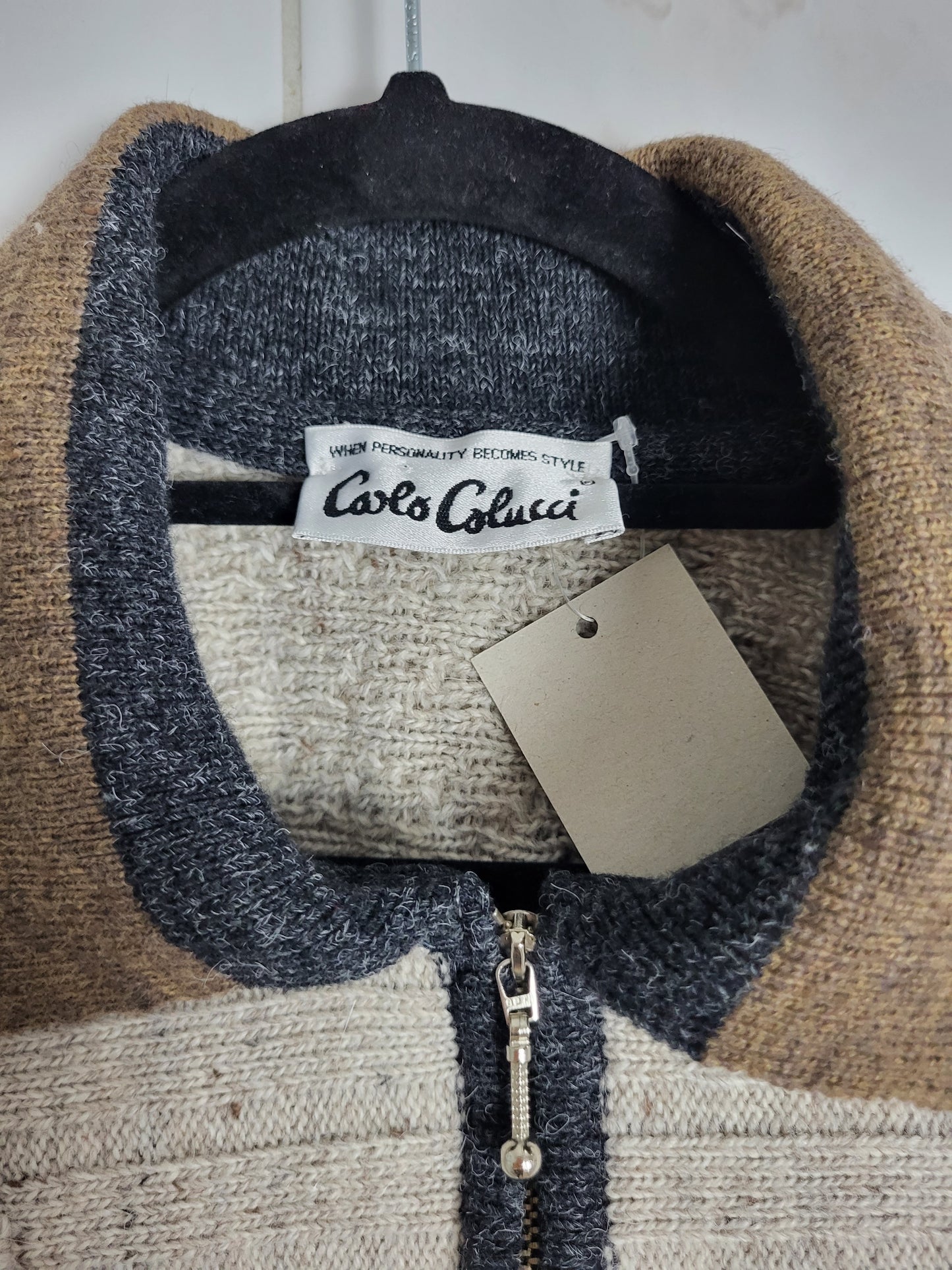 CARLO COLUCCI - VINTAGE PULLOVER - STRICKMUSTER - BEIGE/BRAUN - HERREN - XXL