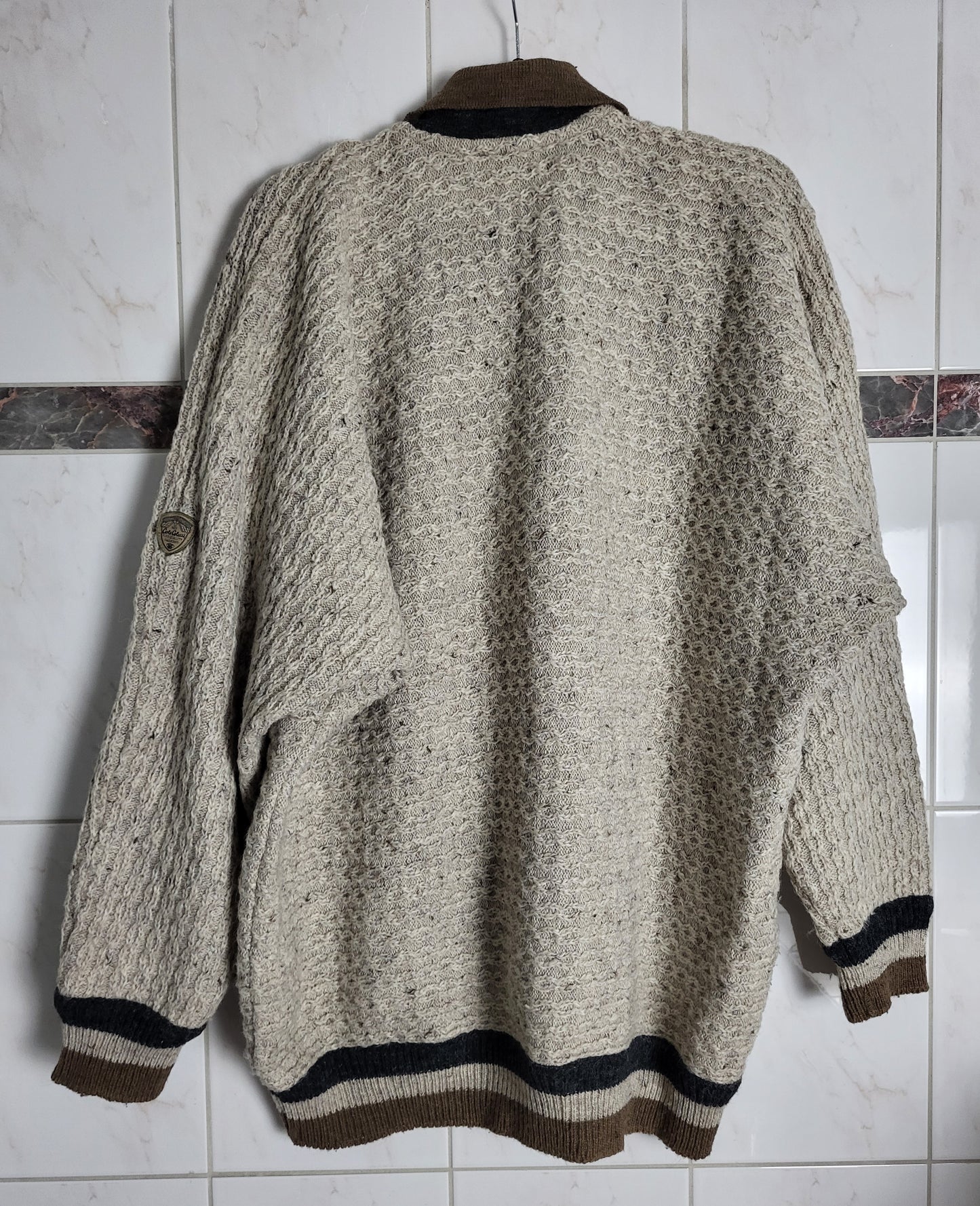 CARLO COLUCCI - VINTAGE PULLOVER - STRICKMUSTER - BEIGE/BRAUN - HERREN - XXL