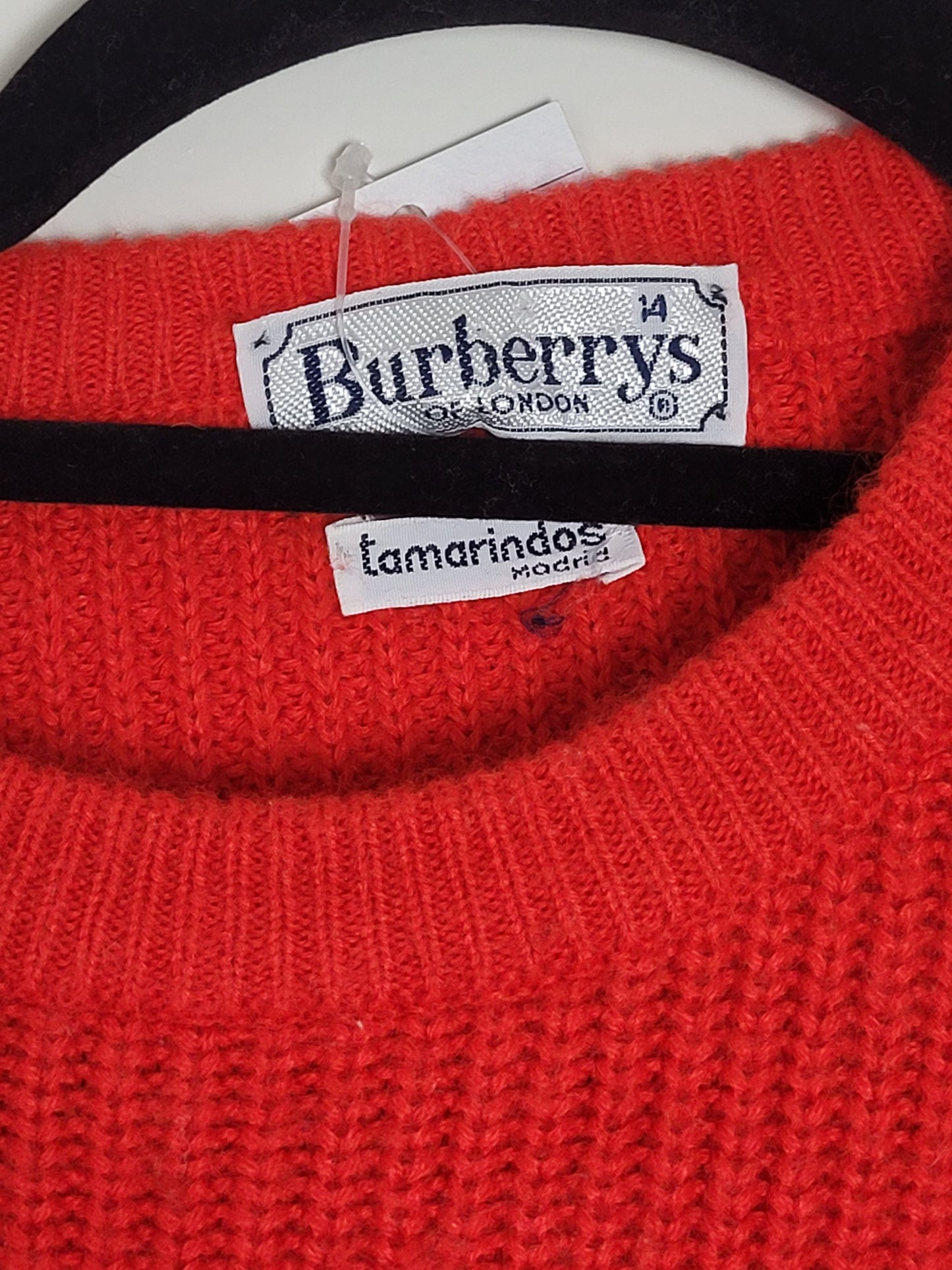 BURBERRY - Vintage Pullover - Muster Cricket - Rot - Herren - S