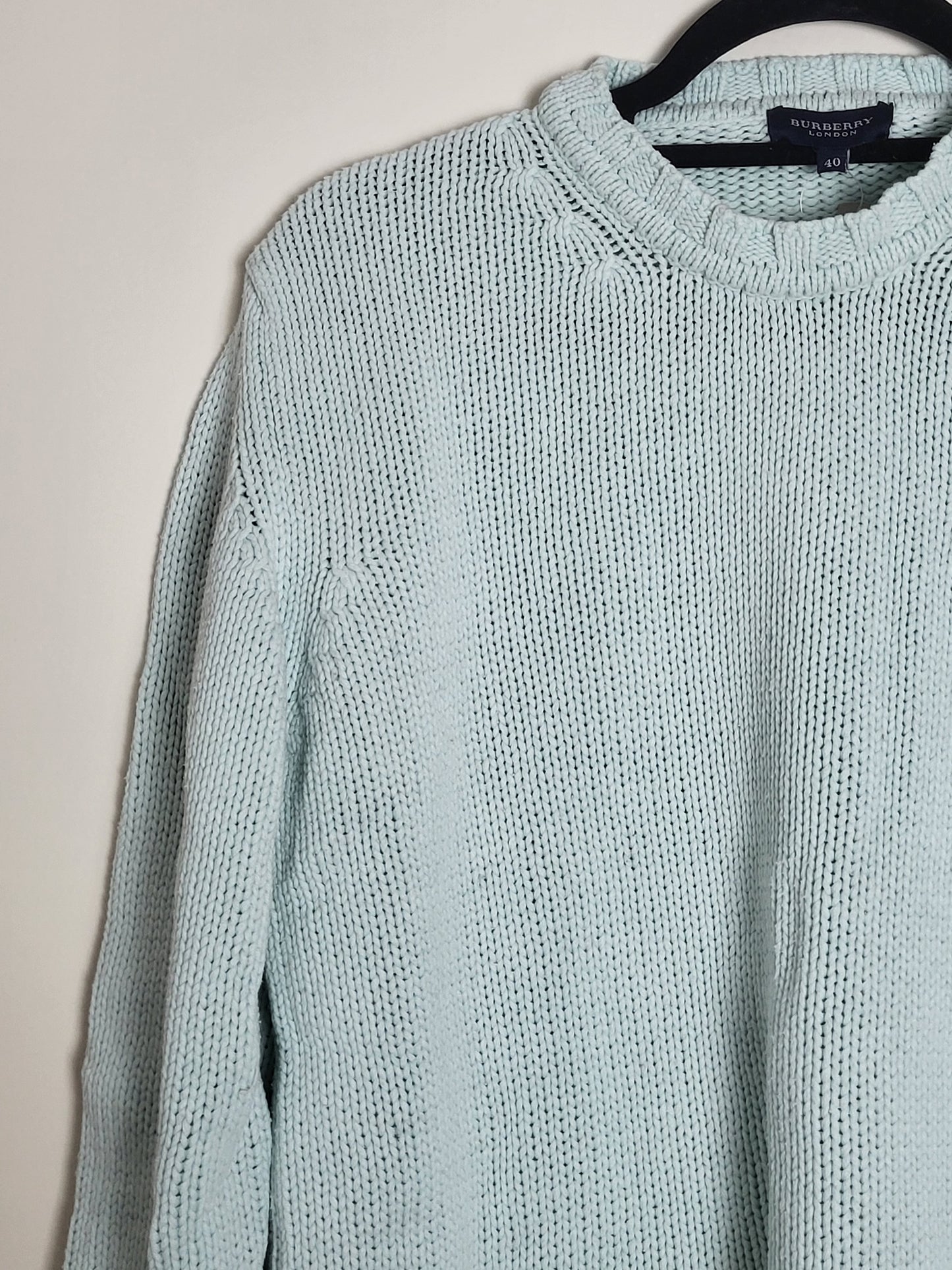 BURBERRY - Vintage Pullover - Klassisch mit Logo - Hellblau - Damen - M/L