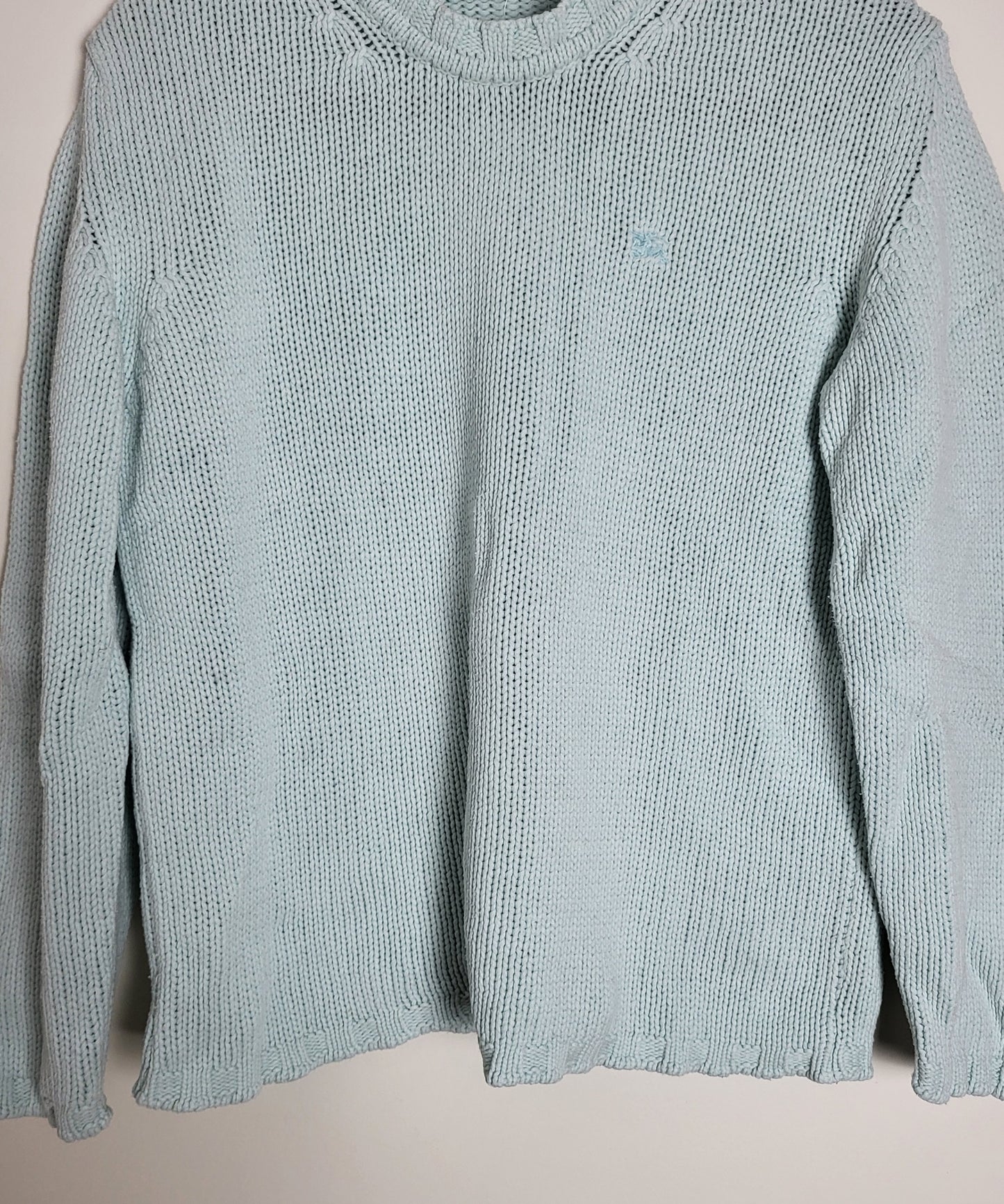 BURBERRY - Vintage Pullover - Klassisch mit Logo - Hellblau - Damen - M/L