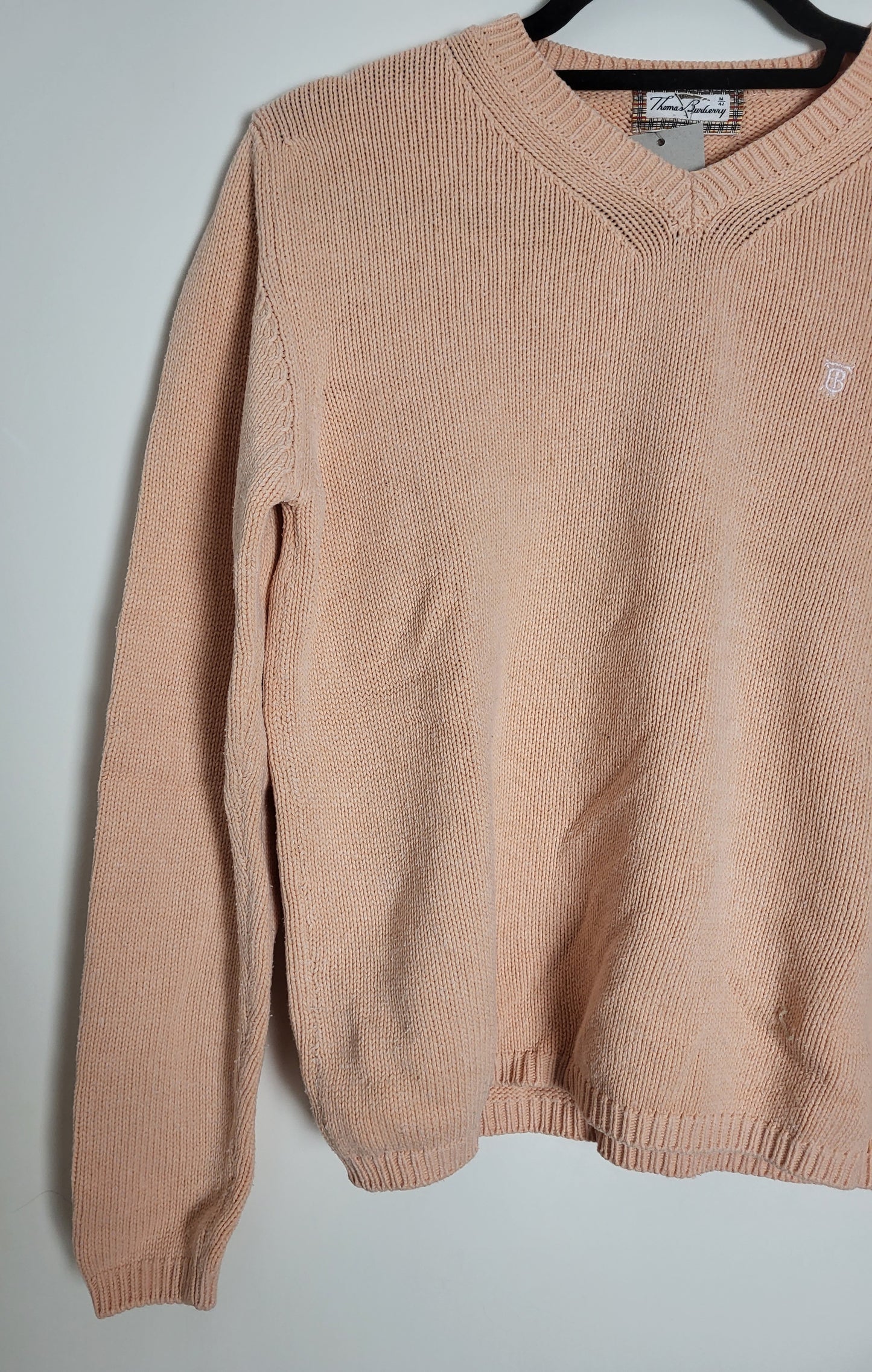 THOMAS BURBERRY - Vintage Pullover - Klassisch mit Logo - Lachs - Damen - M