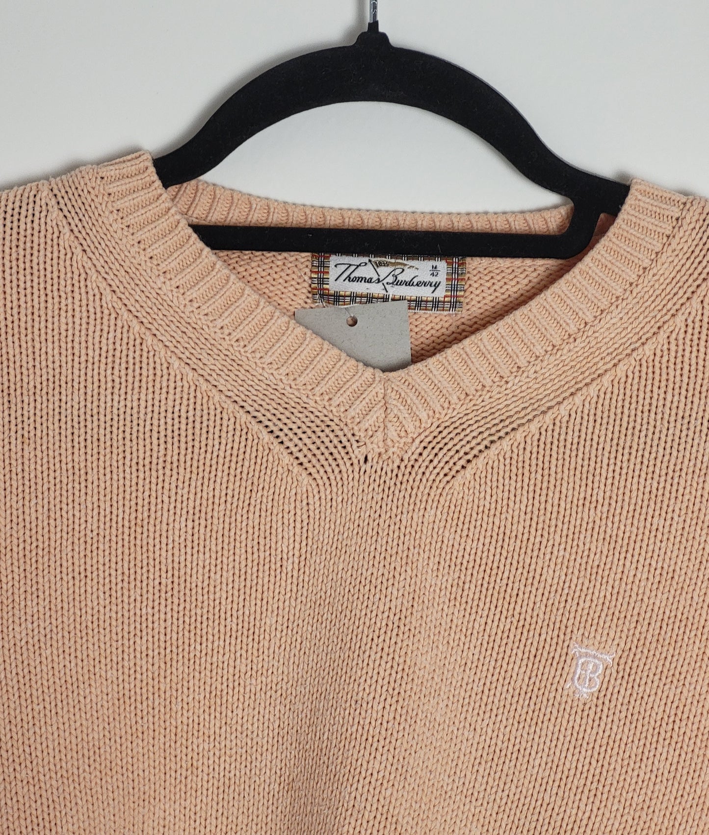 THOMAS BURBERRY - Vintage Pullover - Klassisch mit Logo - Lachs - Damen - M