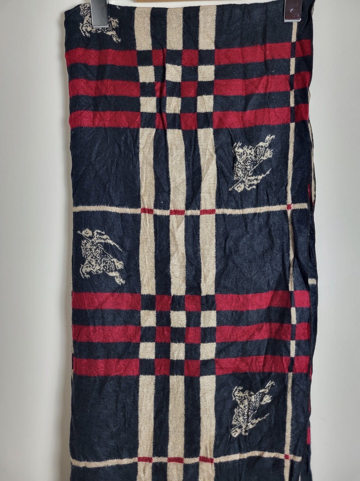 Burberry London - Vintage Schal / Tuch - Dunkelblau Logo - Kaschmir - 172 x 60