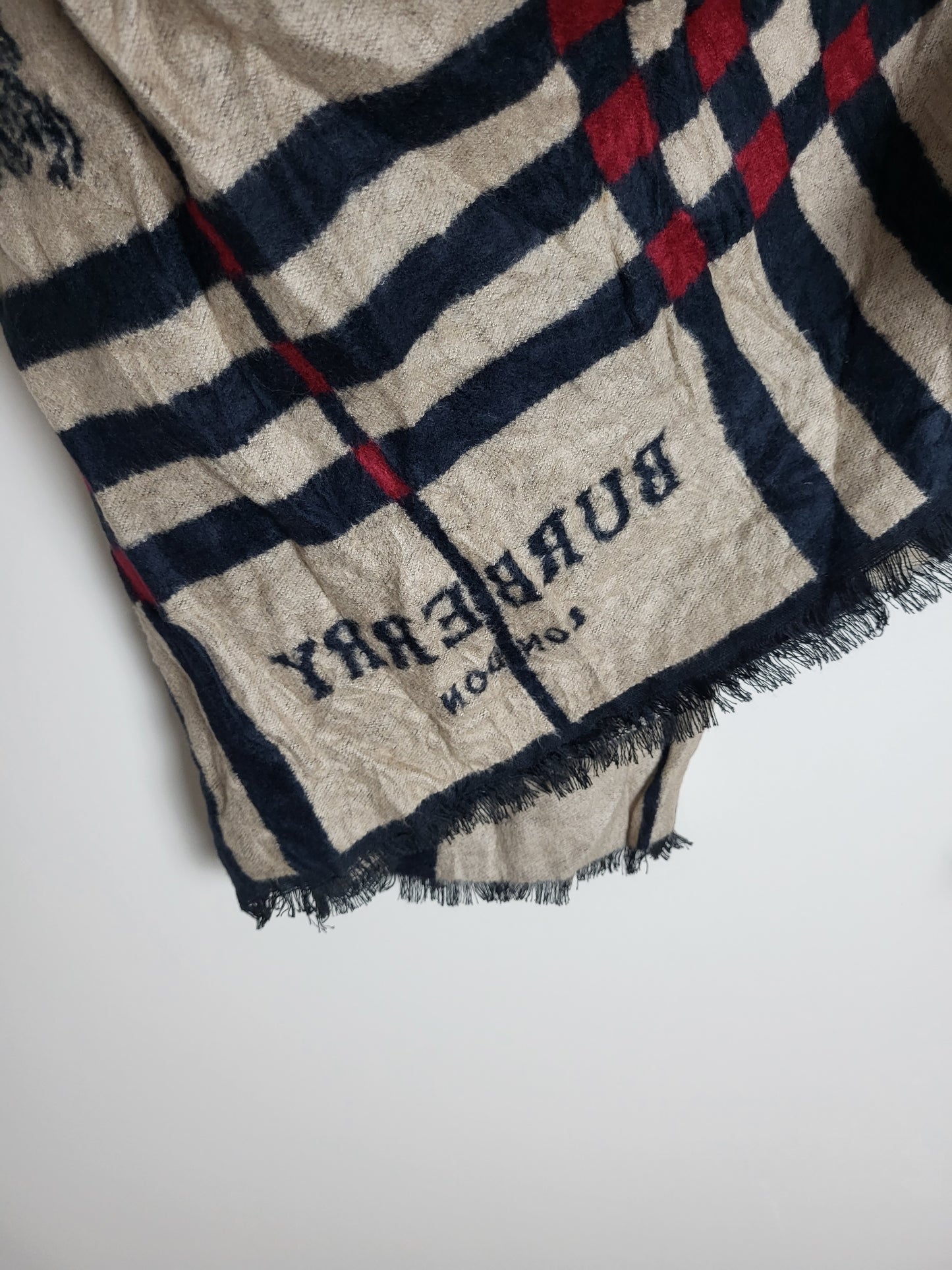 Burberry London - Vintage Schal / Tuch - Dunkelblau Logo - Kaschmir - 172 x 60