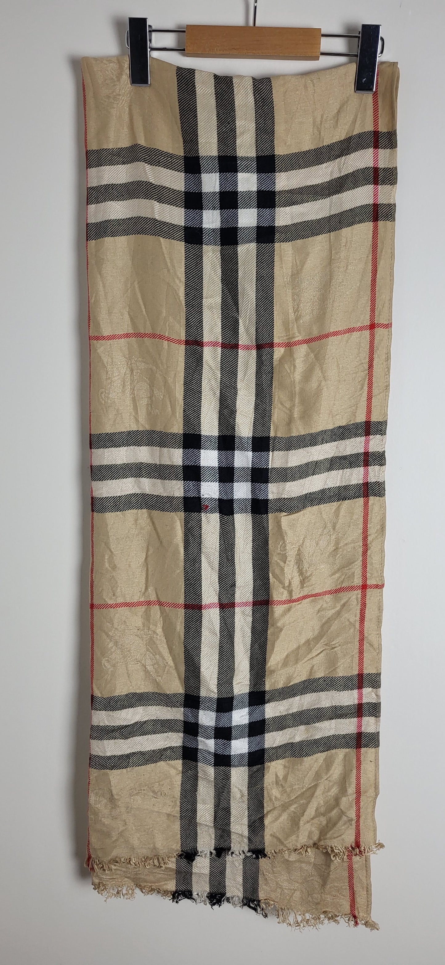 Burberry London - Schal / Tuch - Beige Tartan- Kaschmir / Seide - 180 x 69