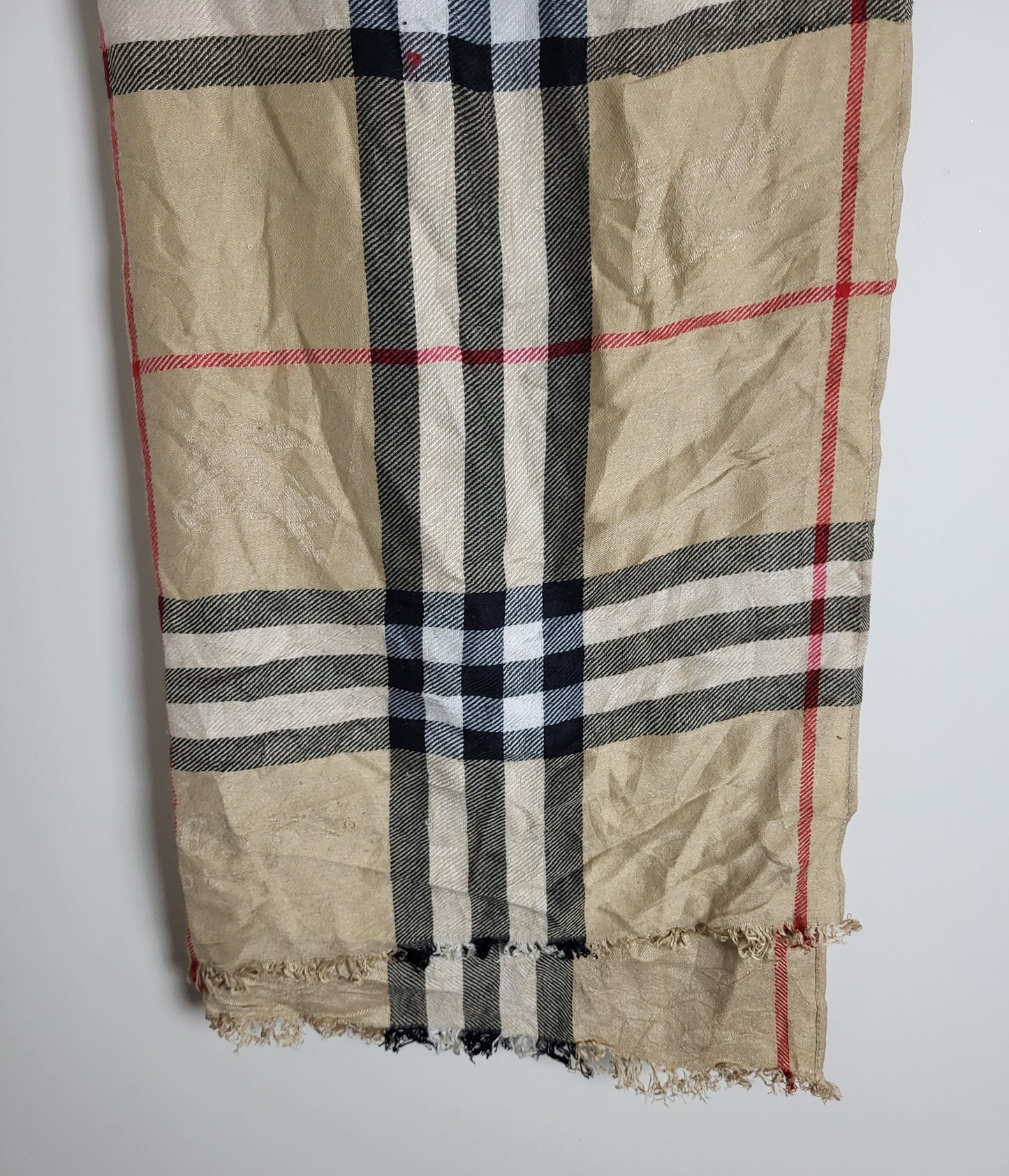 Burberry London - Schal / Tuch - Beige Tartan- Kaschmir / Seide - 180 x 69