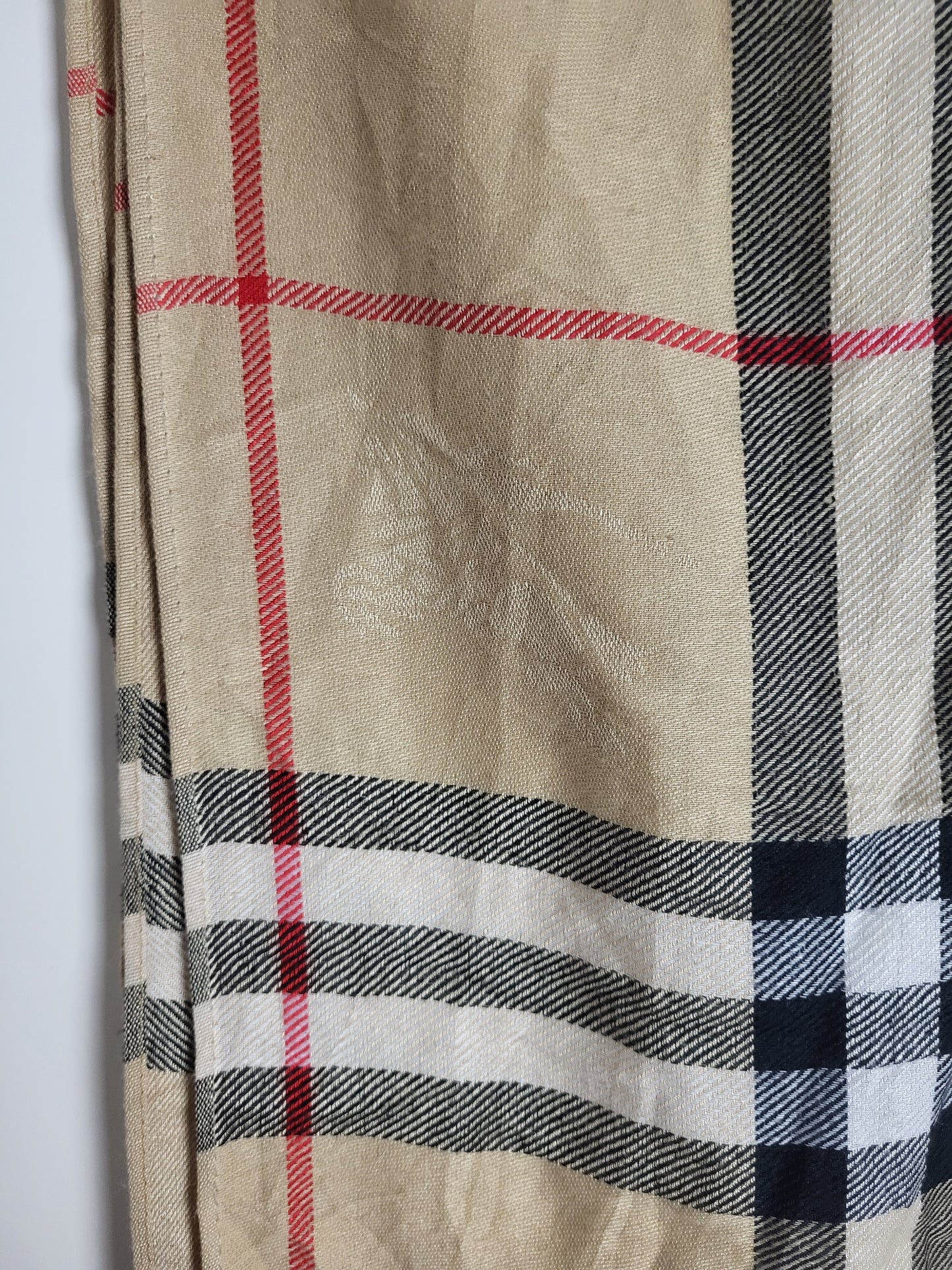 Burberry London - Schal / Tuch - Beige Tartan- Kaschmir / Seide - 180 x 69