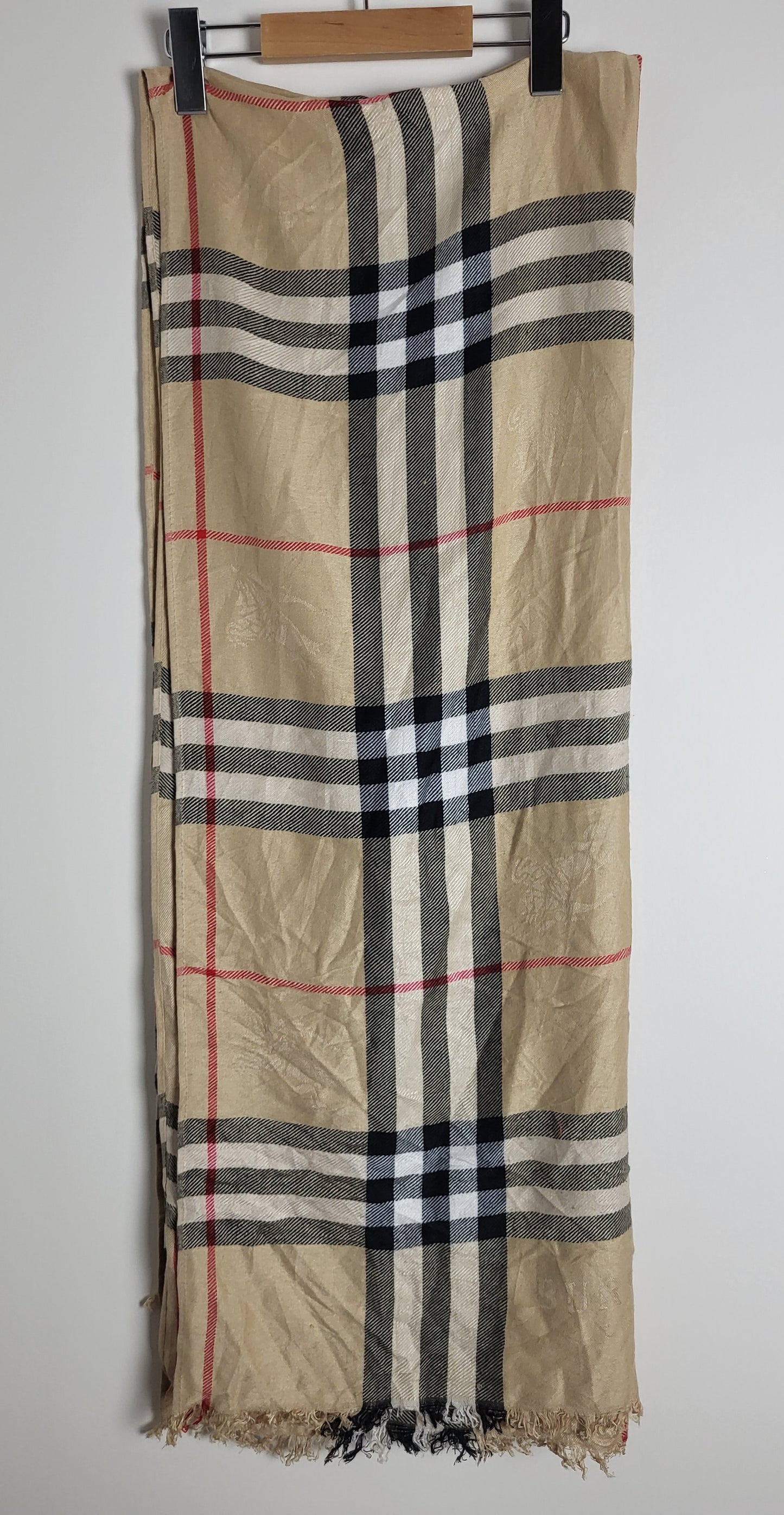 Burberry London - Schal / Tuch - Beige Tartan- Kaschmir / Seide - 180 x 69