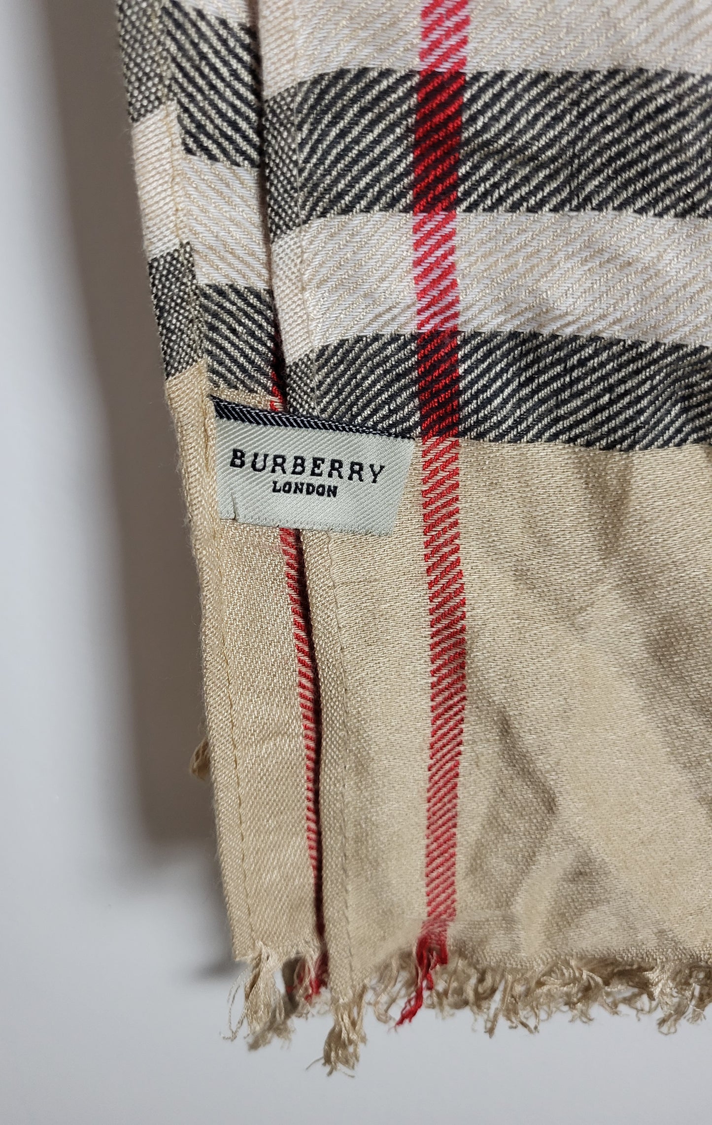 Burberry London - Schal / Tuch - Beige Tartan- Kaschmir / Seide - 180 x 69