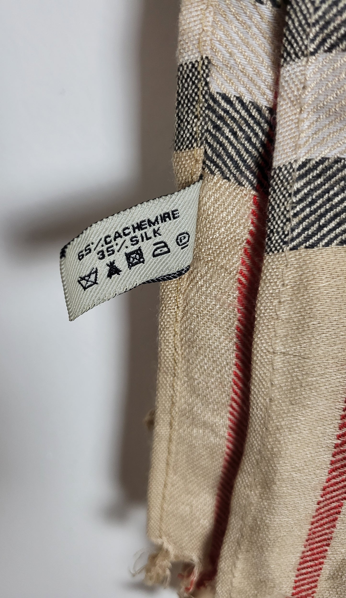 Burberry London - Schal / Tuch - Beige Tartan- Kaschmir / Seide - 180 x 69