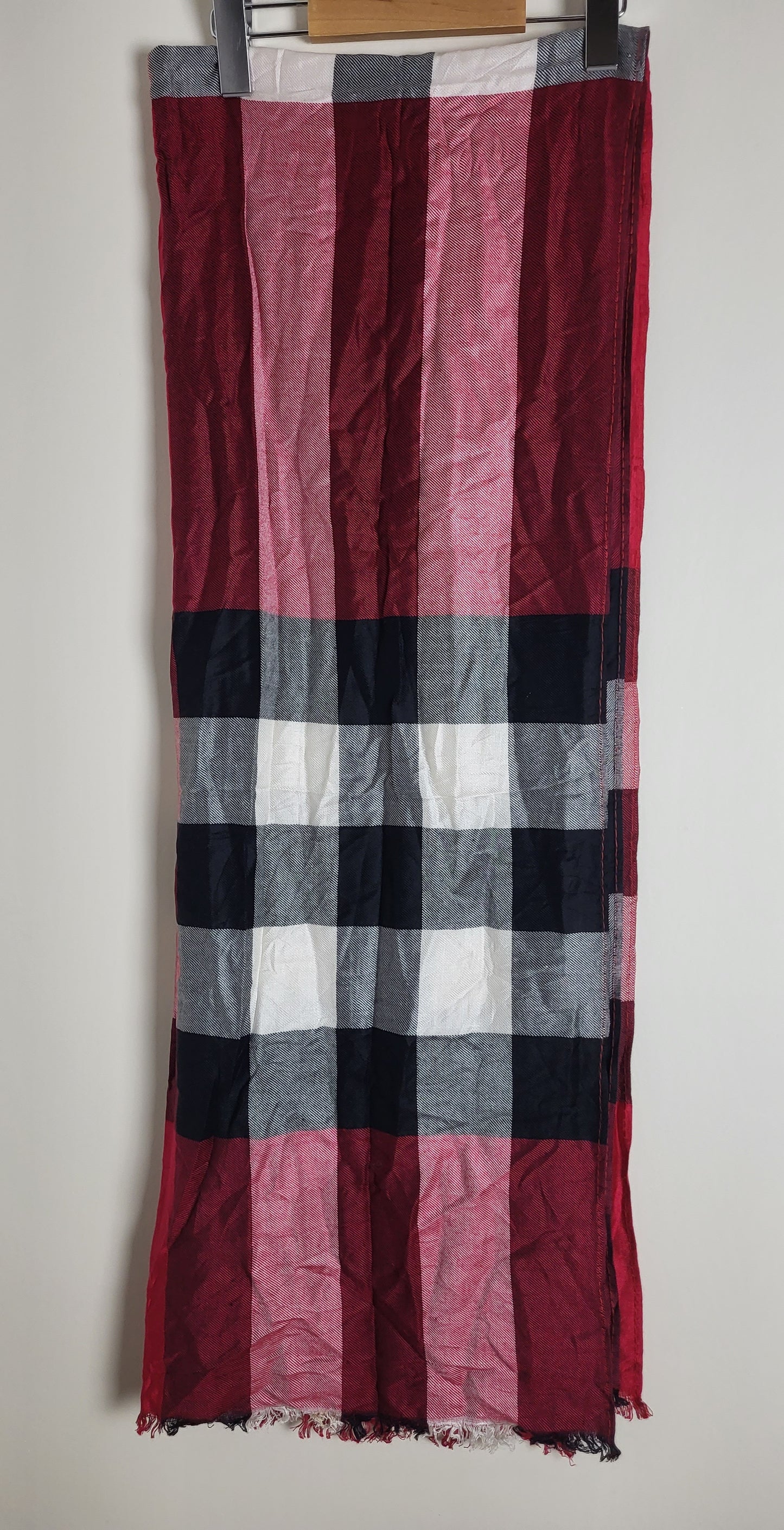 Burberry London - Vintage Schal / Tuch - Rot Tartan - Kaschmir - 185 x 65