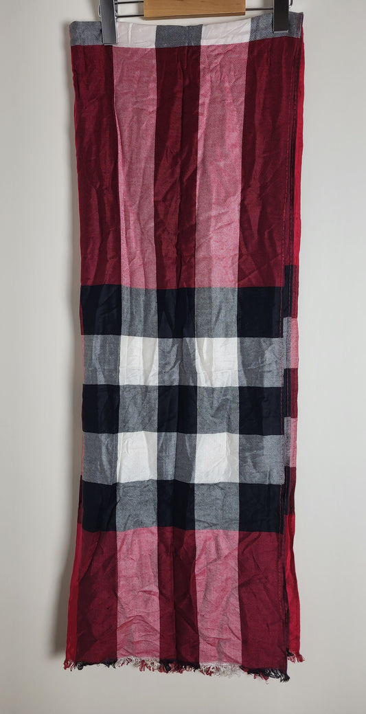 Burberry London - Vintage Schal / Tuch - Rot Tartan - Kaschmir - 185 x 65