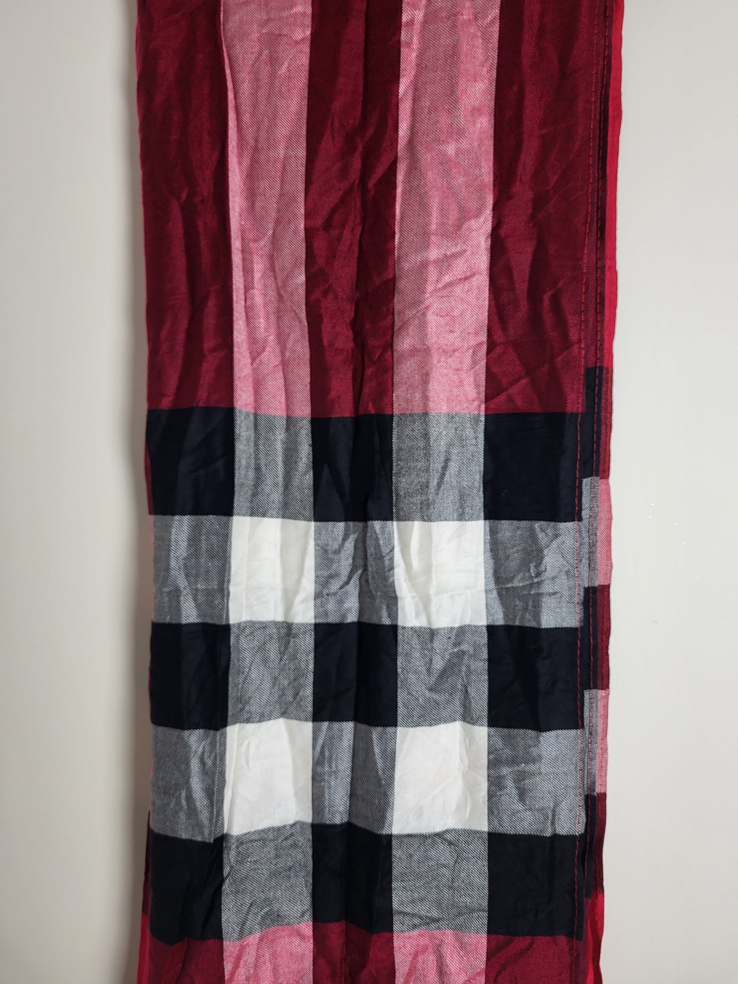 Burberry London - Vintage Schal / Tuch - Rot Tartan - Kaschmir - 185 x 65