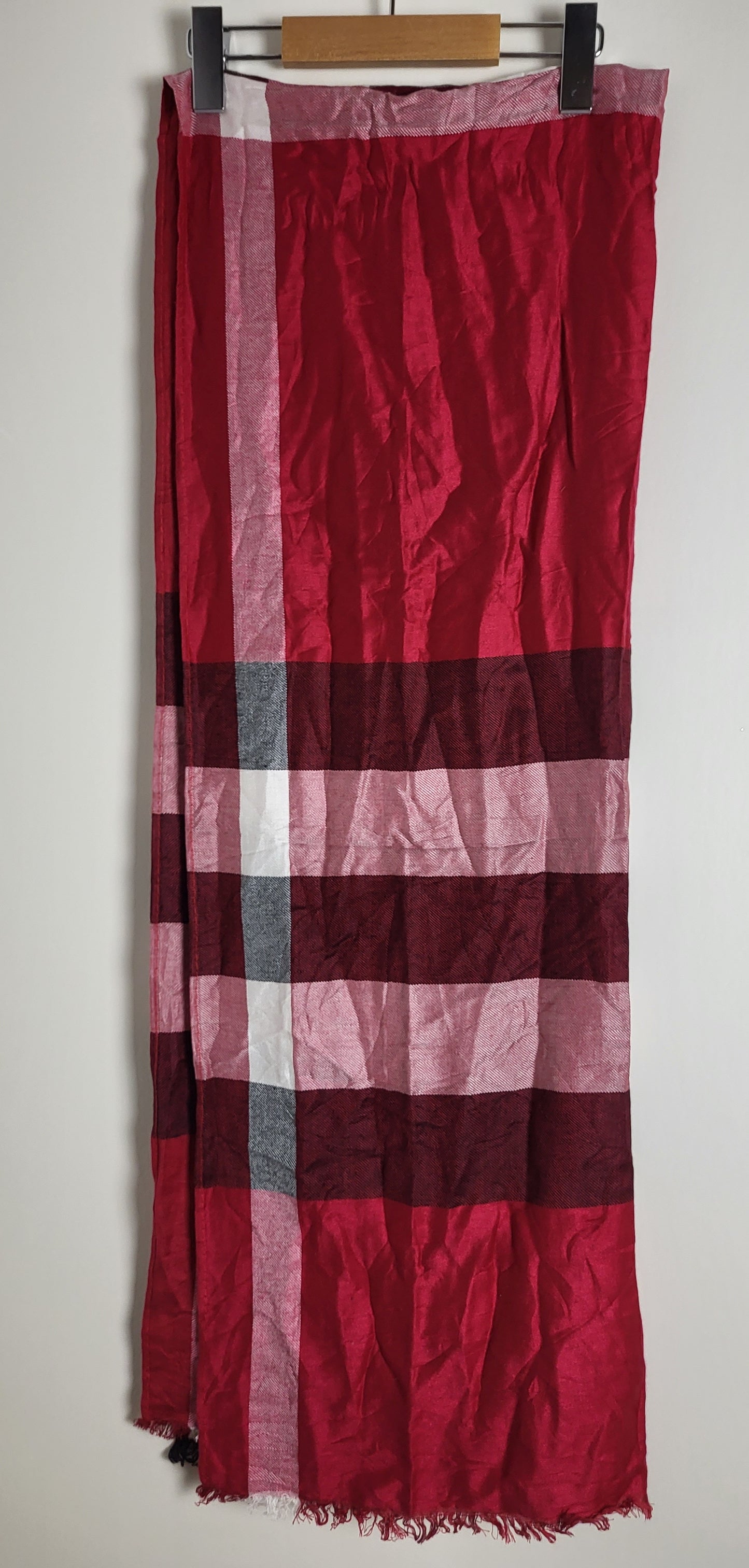 Burberry London - Vintage Schal / Tuch - Rot Tartan - Kaschmir - 185 x 65