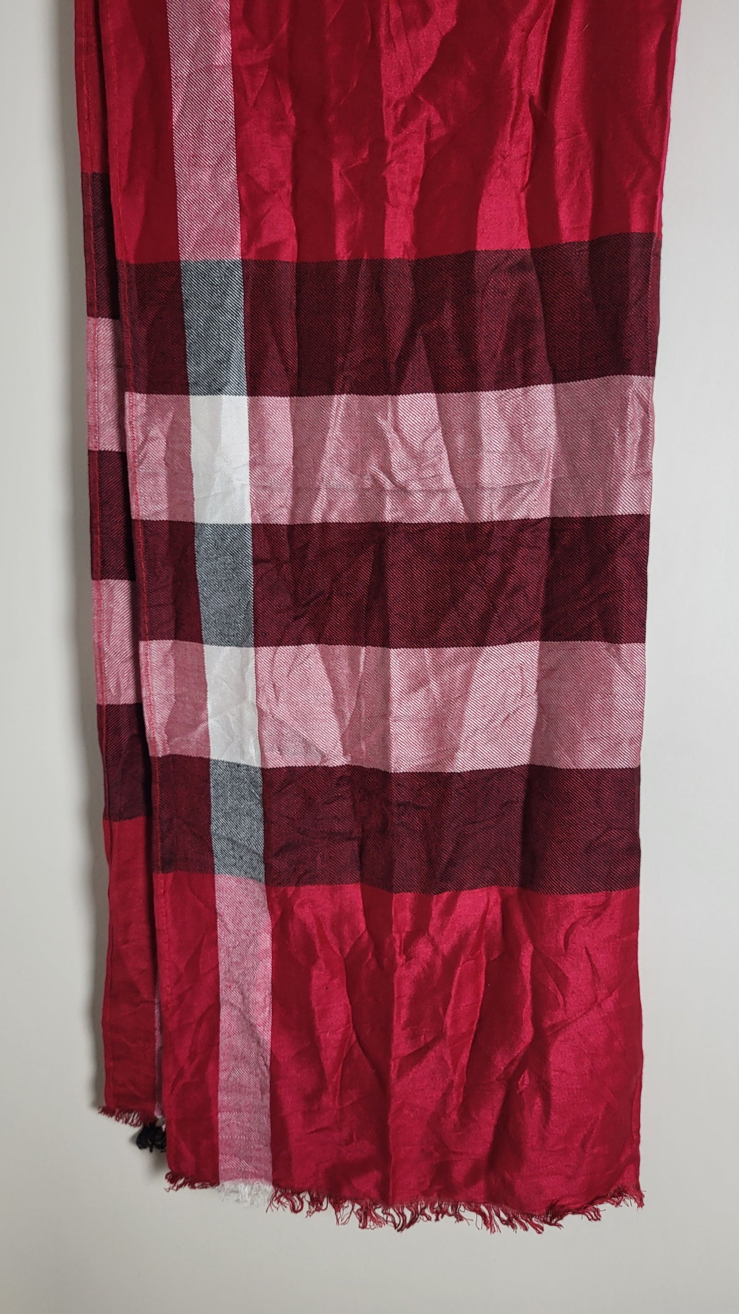 Burberry London - Vintage Schal / Tuch - Rot Tartan - Kaschmir - 185 x 65