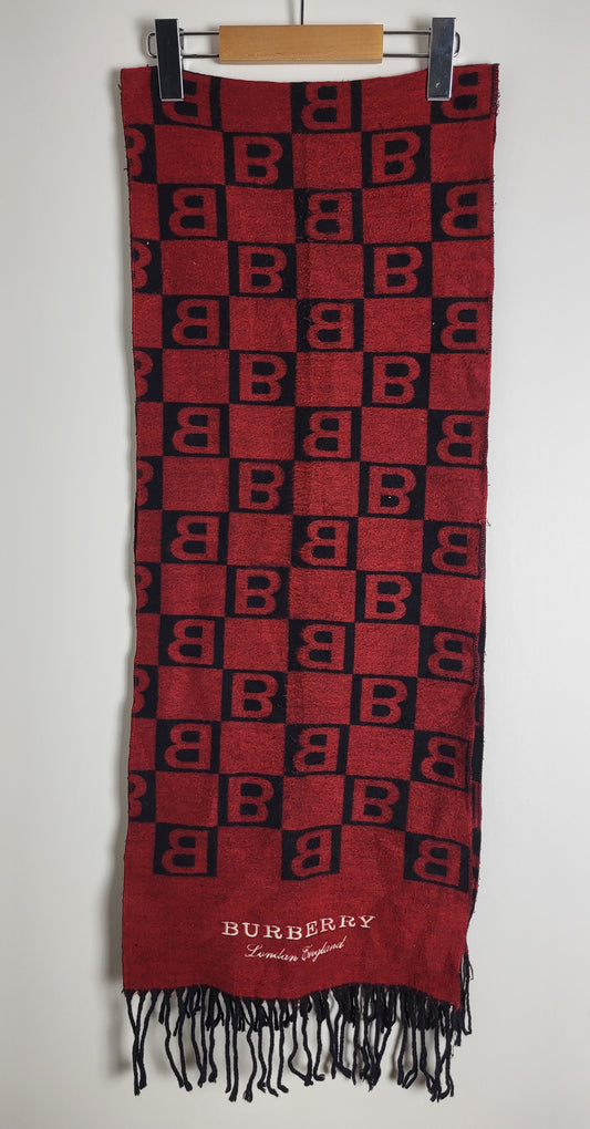 Burberry London - Vintage Schal - Rot / Schwarz Muster - Kaschmir - 168 x 30