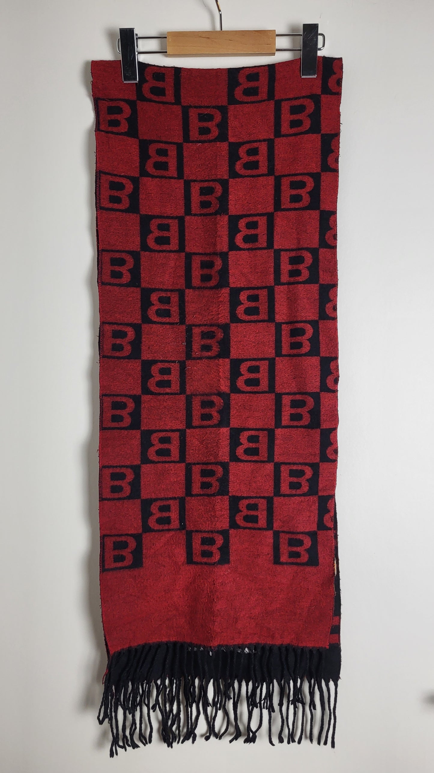 Burberry London - Vintage Schal - Rot / Schwarz Muster - Kaschmir - 168 x 30