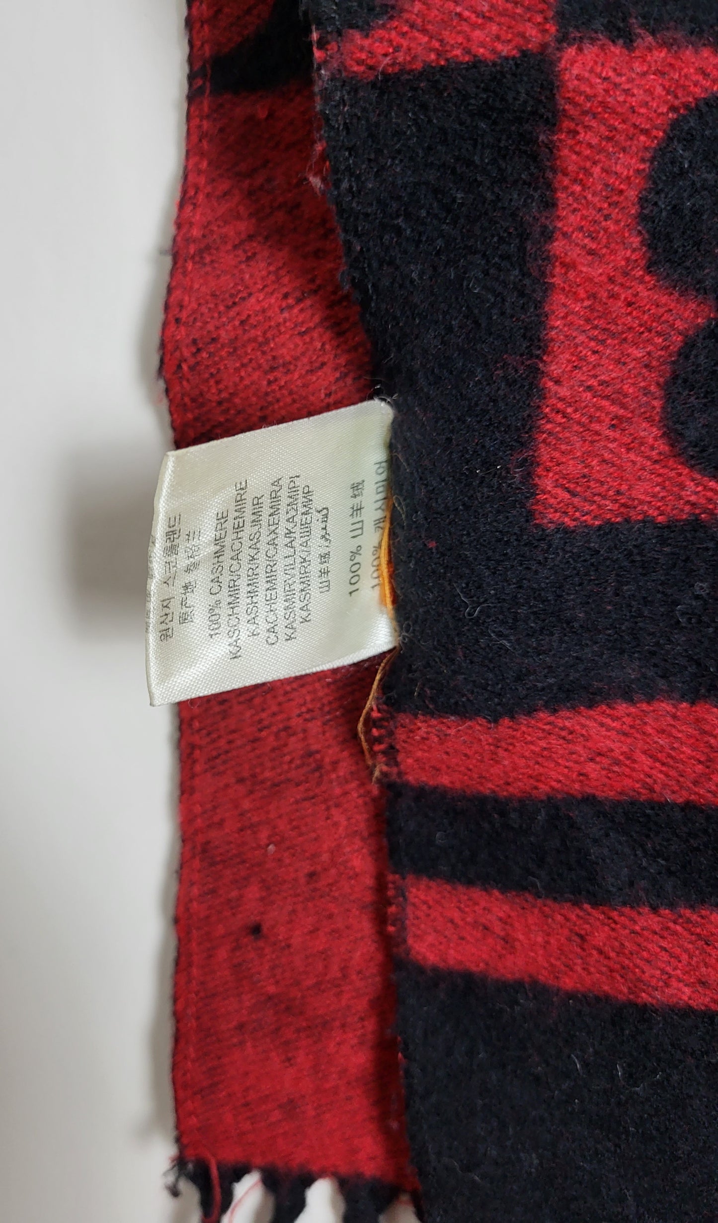 Burberry London - Vintage Schal - Rot / Schwarz Muster - Kaschmir - 168 x 30