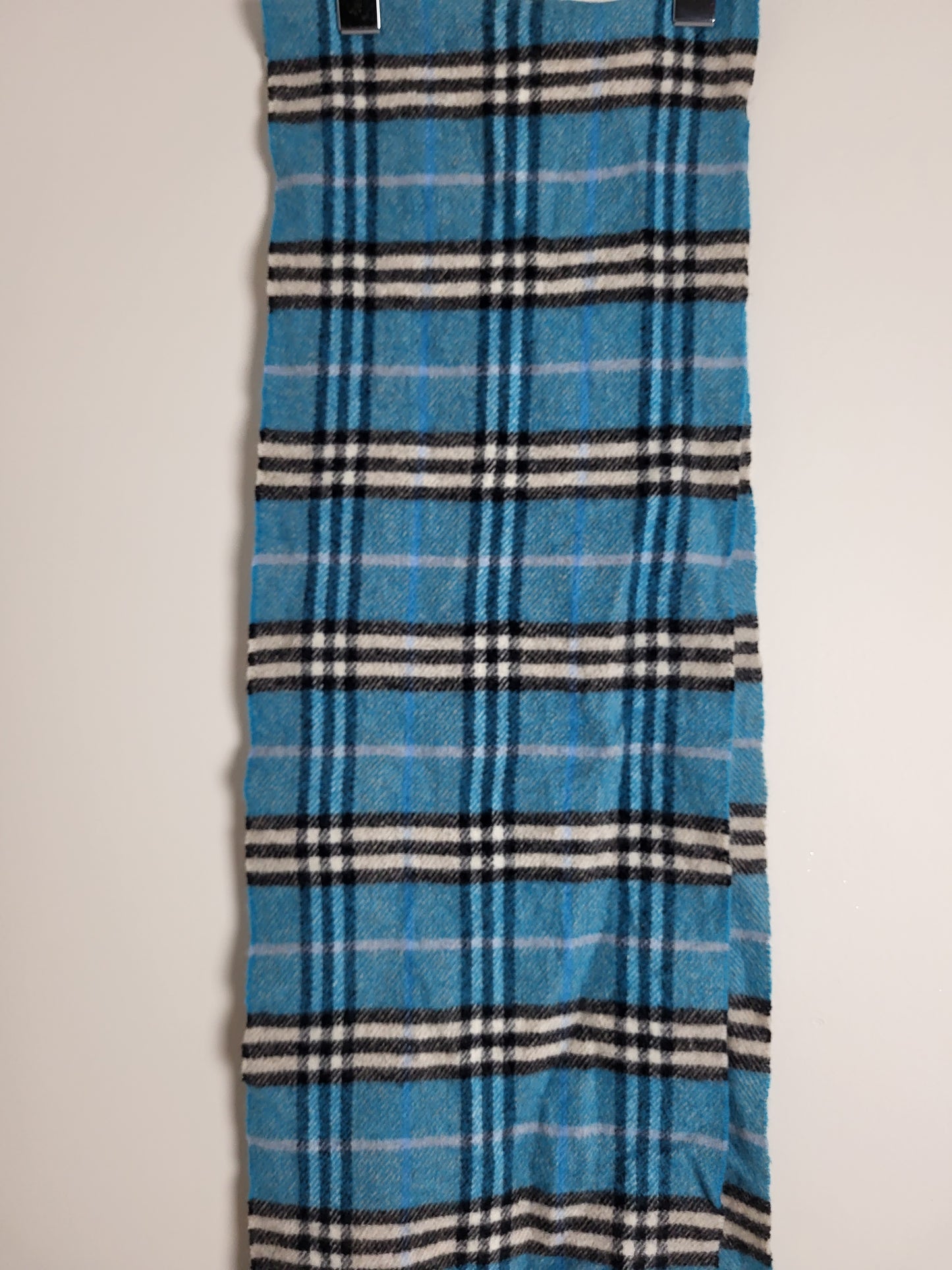 Burberry London - Vintage Schal - Türkis Tartan - Lammwolle - 130 x 24