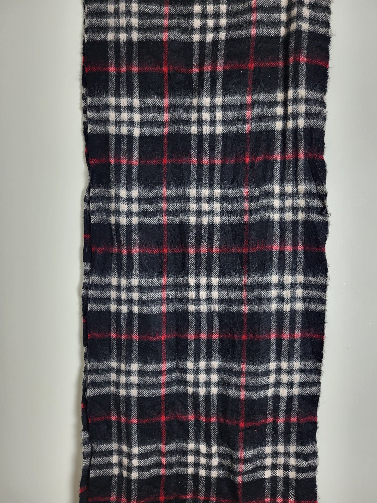 Burberry London - Vintage Schal - Schwarz / Rot Tartan - Kaschmir - 160 x 30