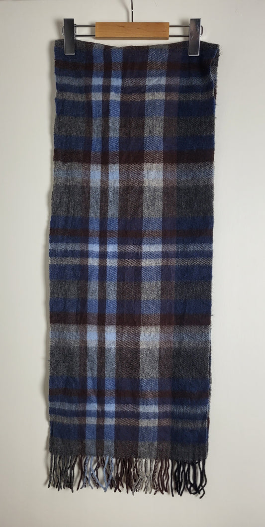 Burberry - Vintage Schal - Blau / Grau Tartan - Kaschmir - 160 x 30