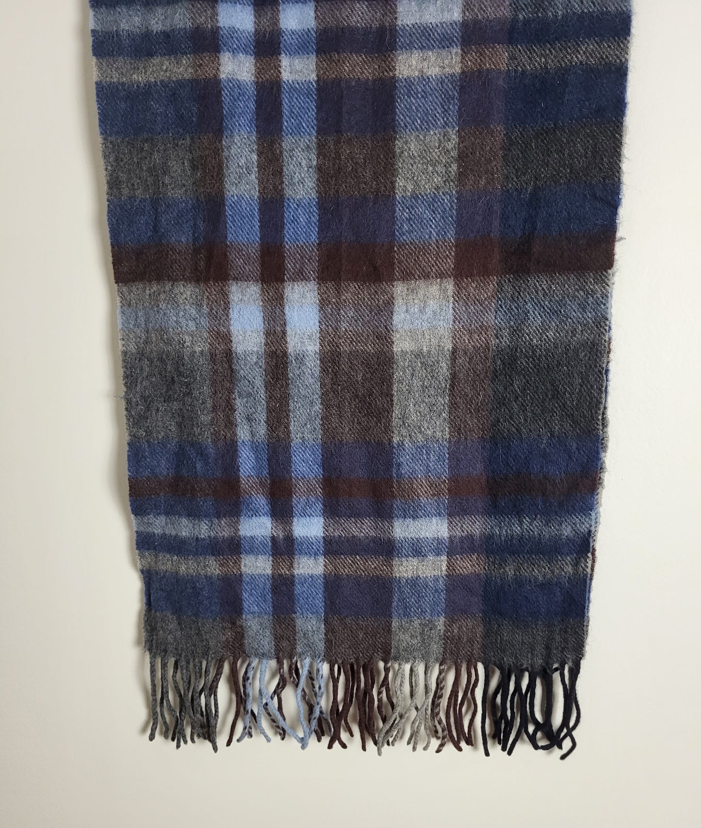 Burberry - Vintage Schal - Blau / Grau Tartan - Kaschmir - 160 x 30