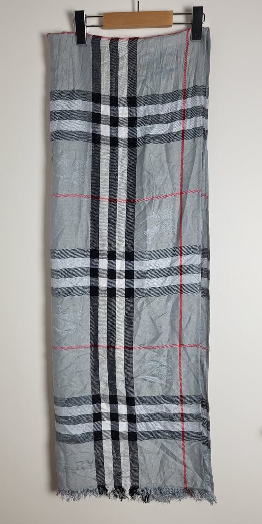 Burberry London - Schal / Tuch - Grau Tartan- Kaschmir / Seide - 195 x 65
