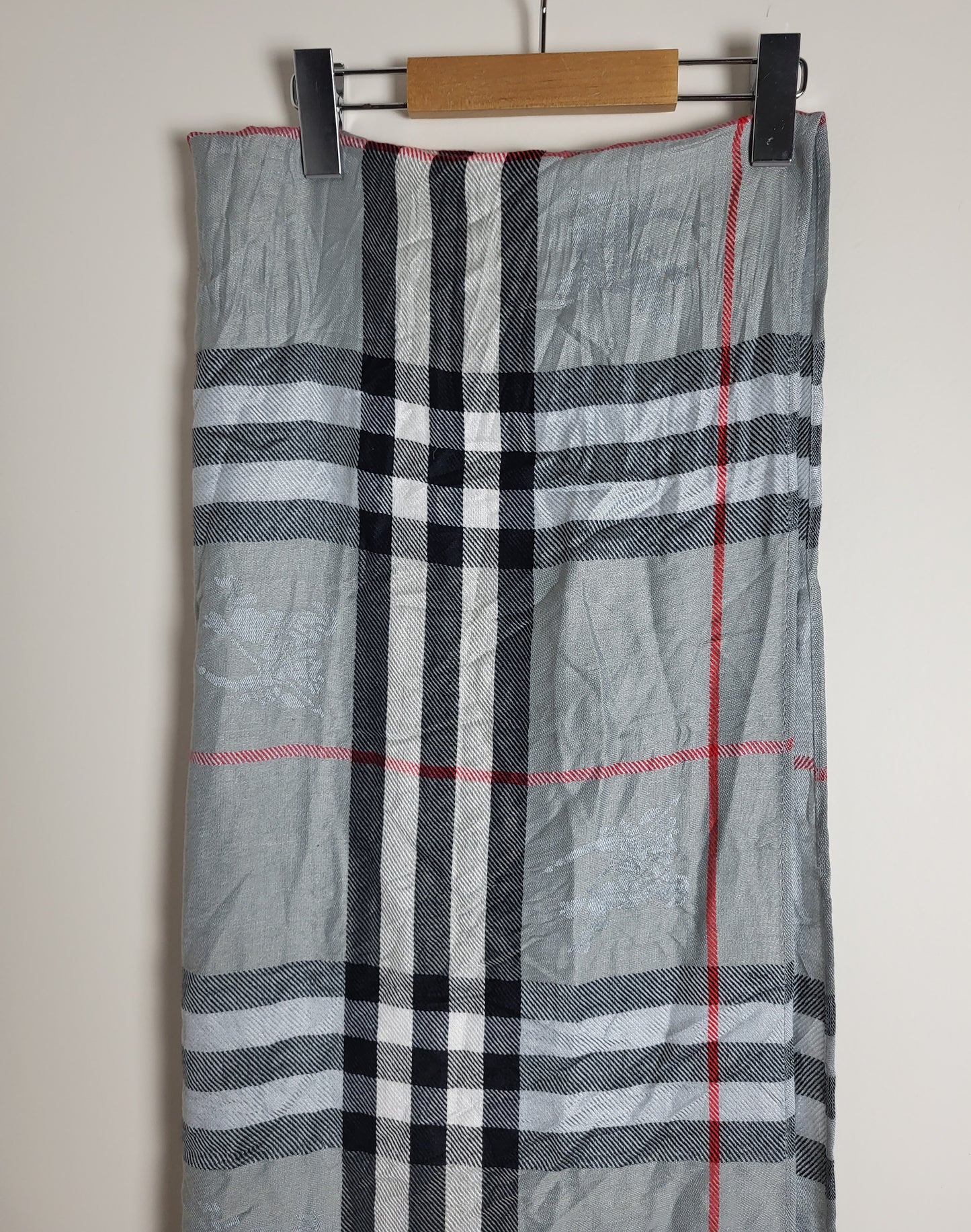 Burberry London - Schal / Tuch - Grau Tartan- Kaschmir / Seide - 195 x 65
