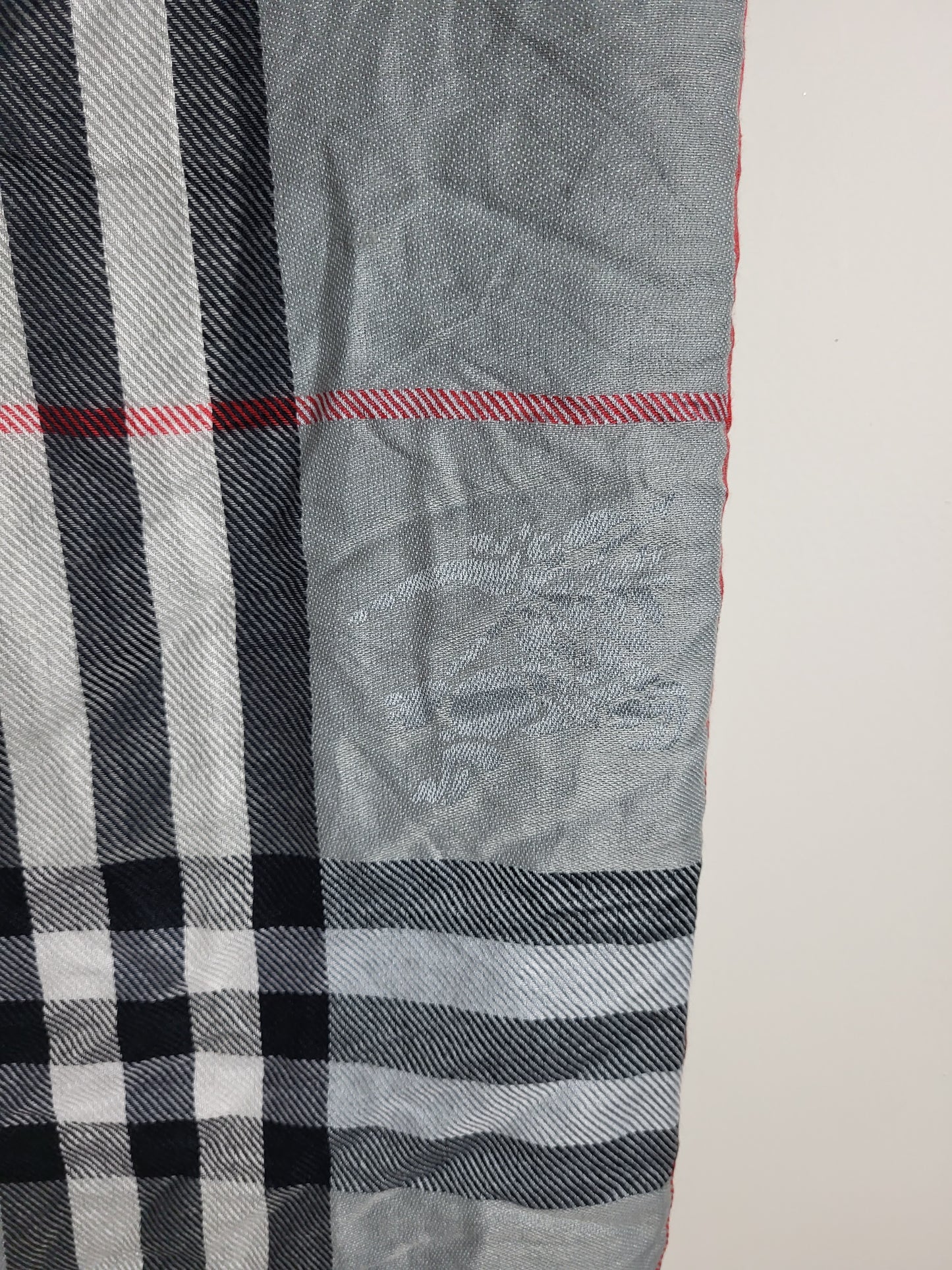 Burberry London - Schal / Tuch - Grau Tartan- Kaschmir / Seide - 195 x 65