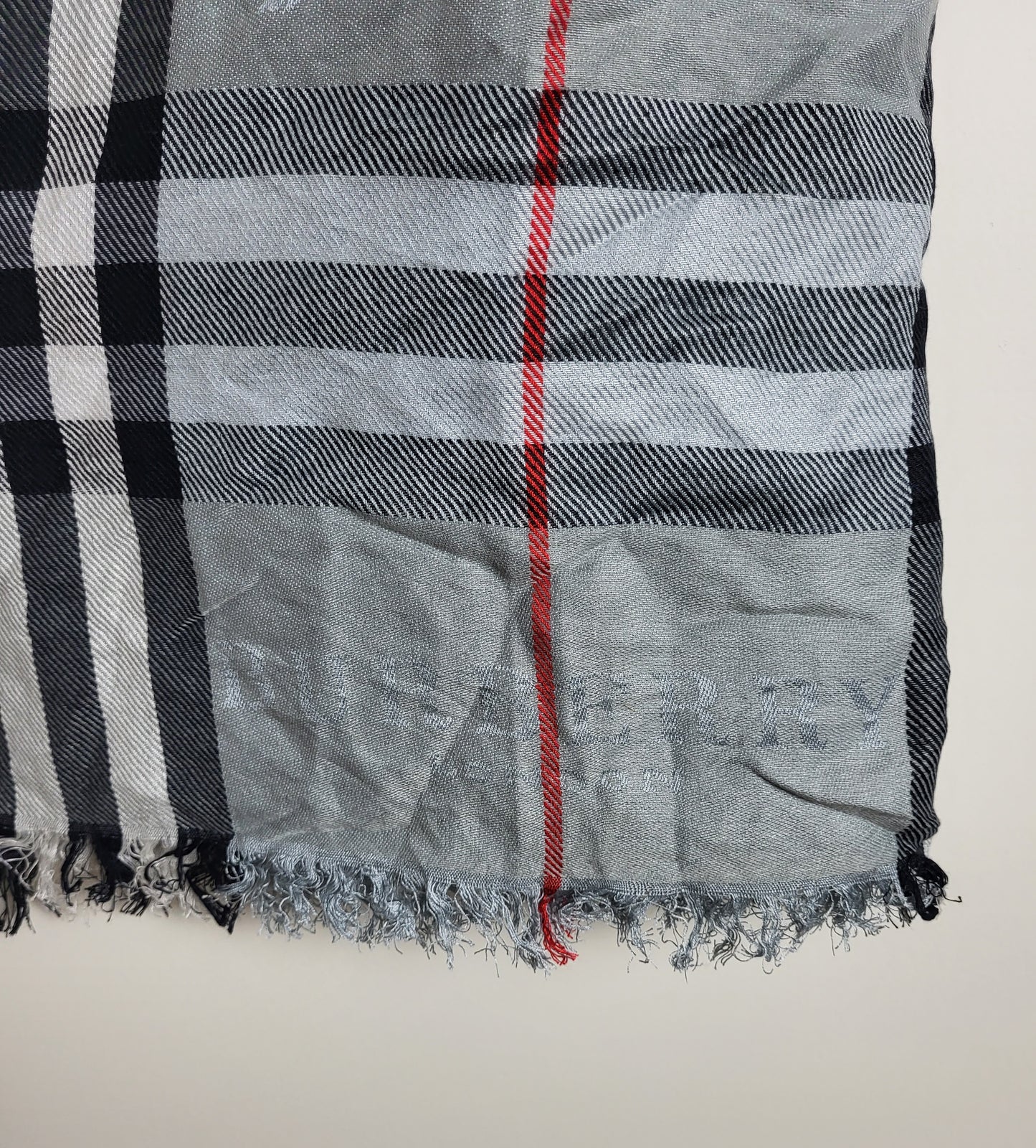 Burberry London - Schal / Tuch - Grau Tartan- Kaschmir / Seide - 195 x 65