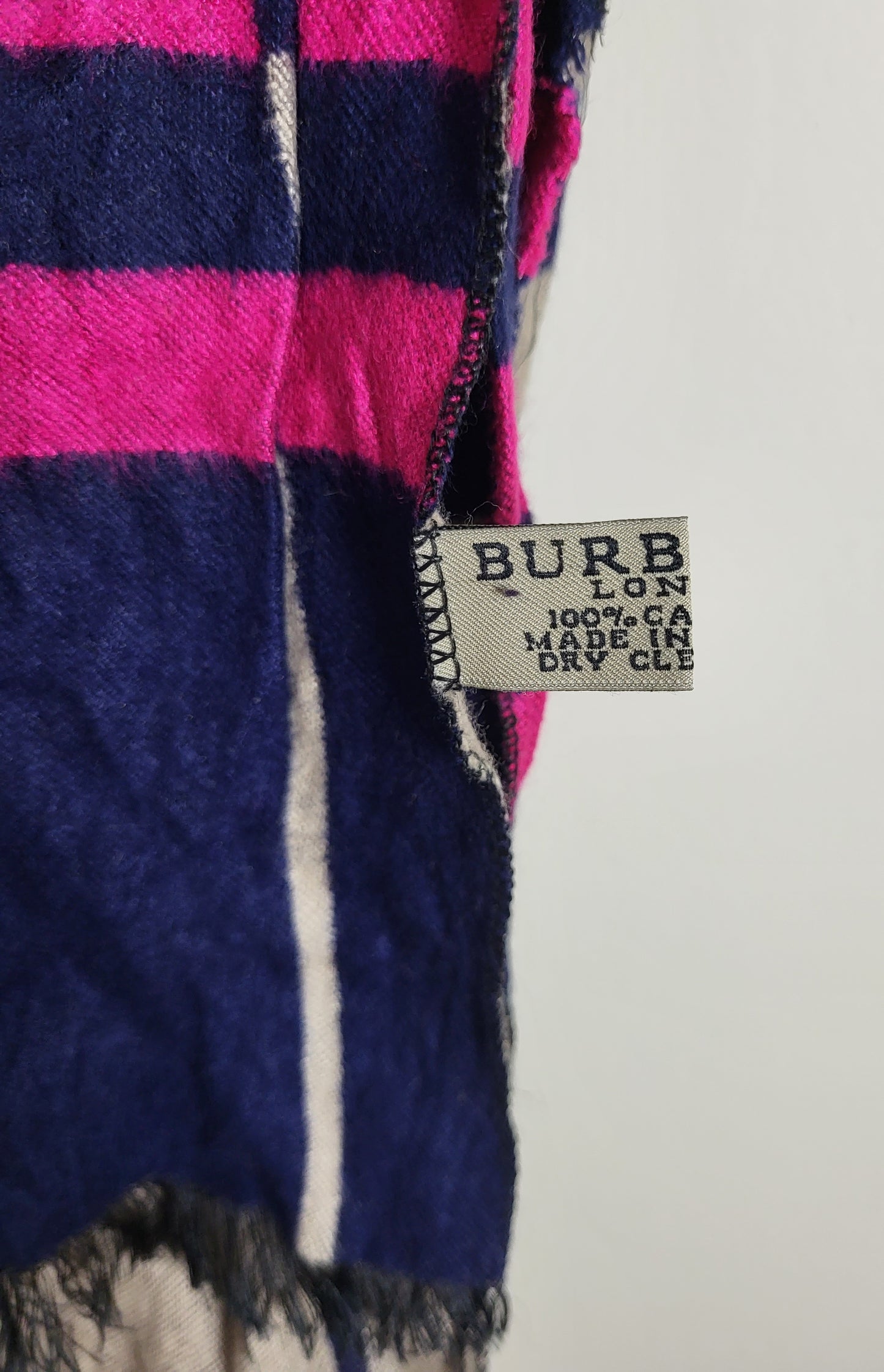 Burberry London - Vintage Schal / Tuch - Dunkelblau Logo - Kaschmir - 190 x 60