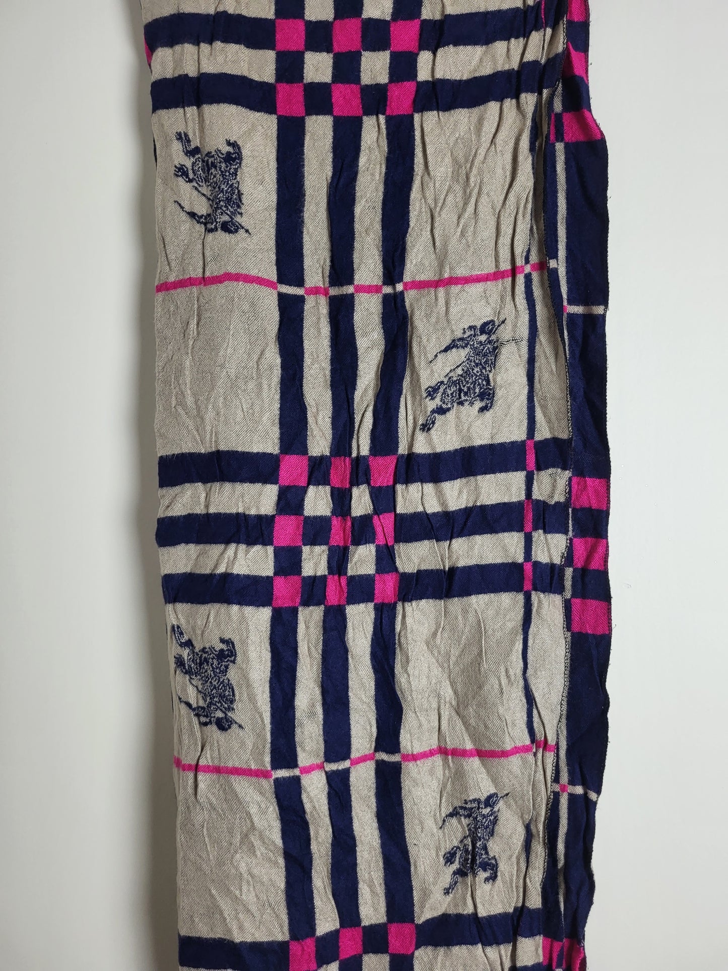 Burberry London - Vintage Schal / Tuch - Dunkelblau Logo - Kaschmir - 190 x 60