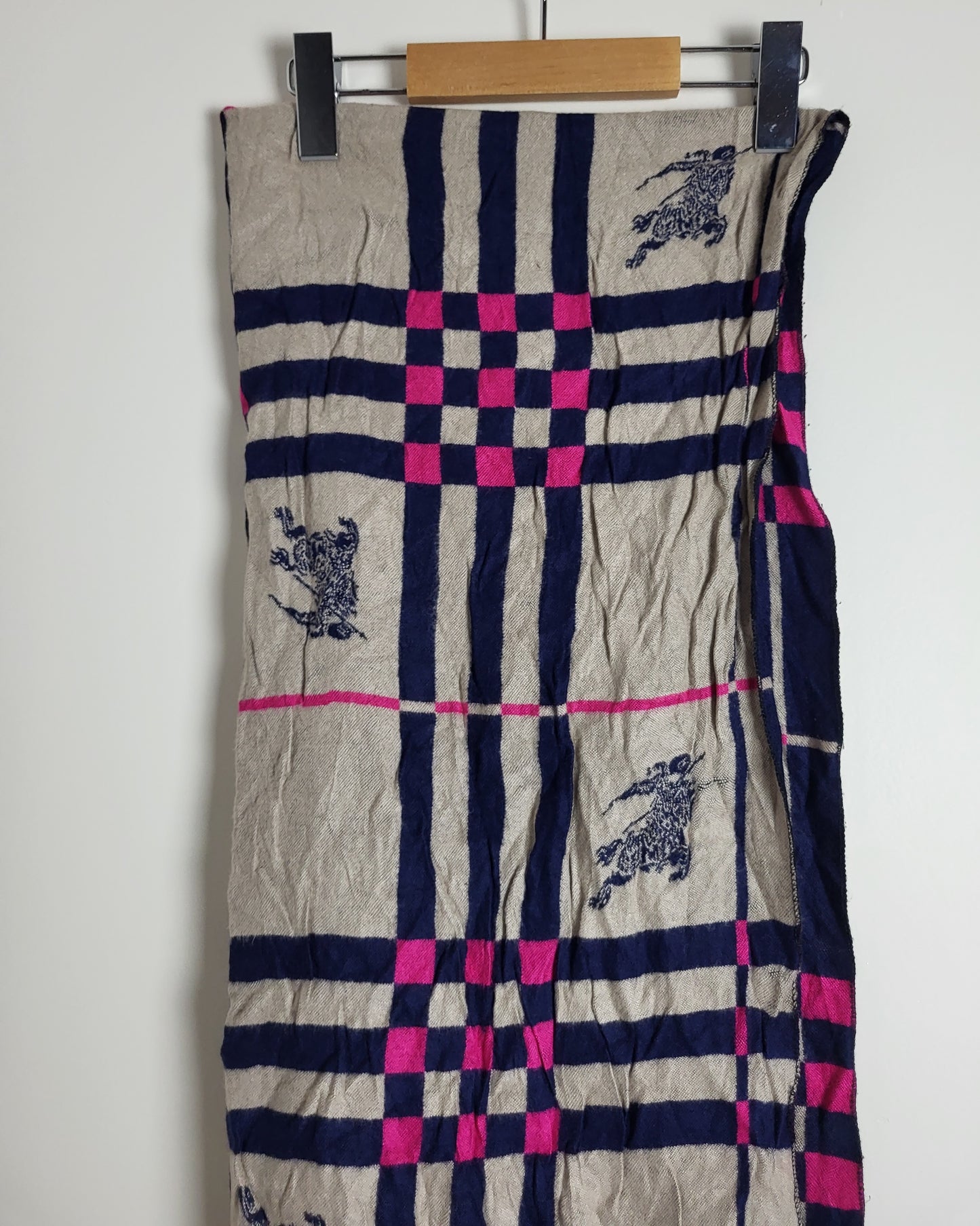 Burberry London - Vintage Schal / Tuch - Dunkelblau Logo - Kaschmir - 190 x 60