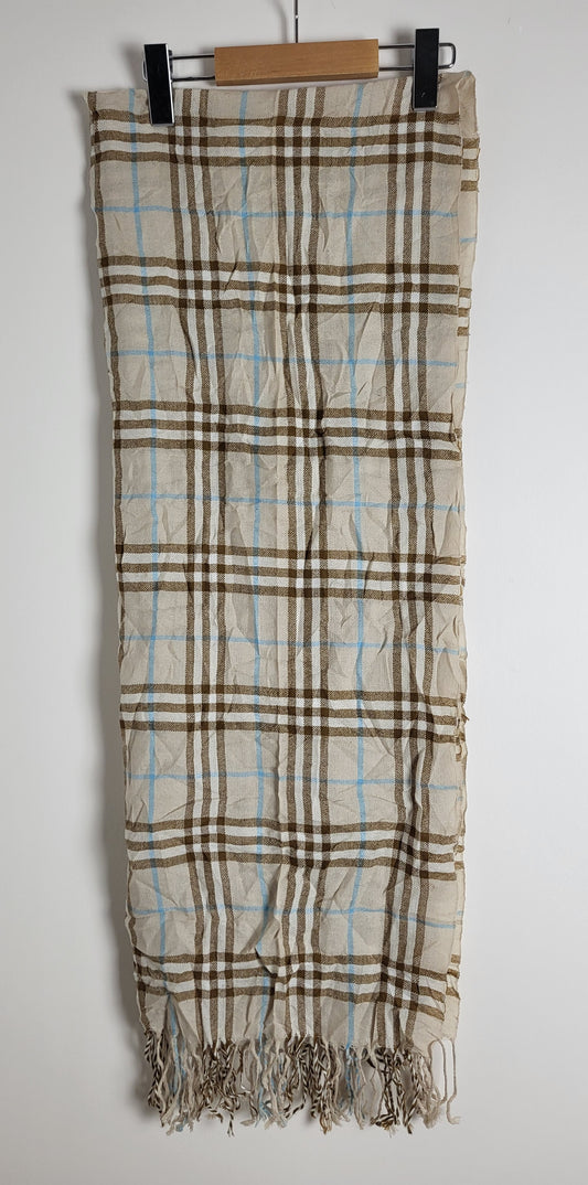 Burberry London - Vintage Schal / Tuch - Beige Tartan- Kaschmir - 175 x 65