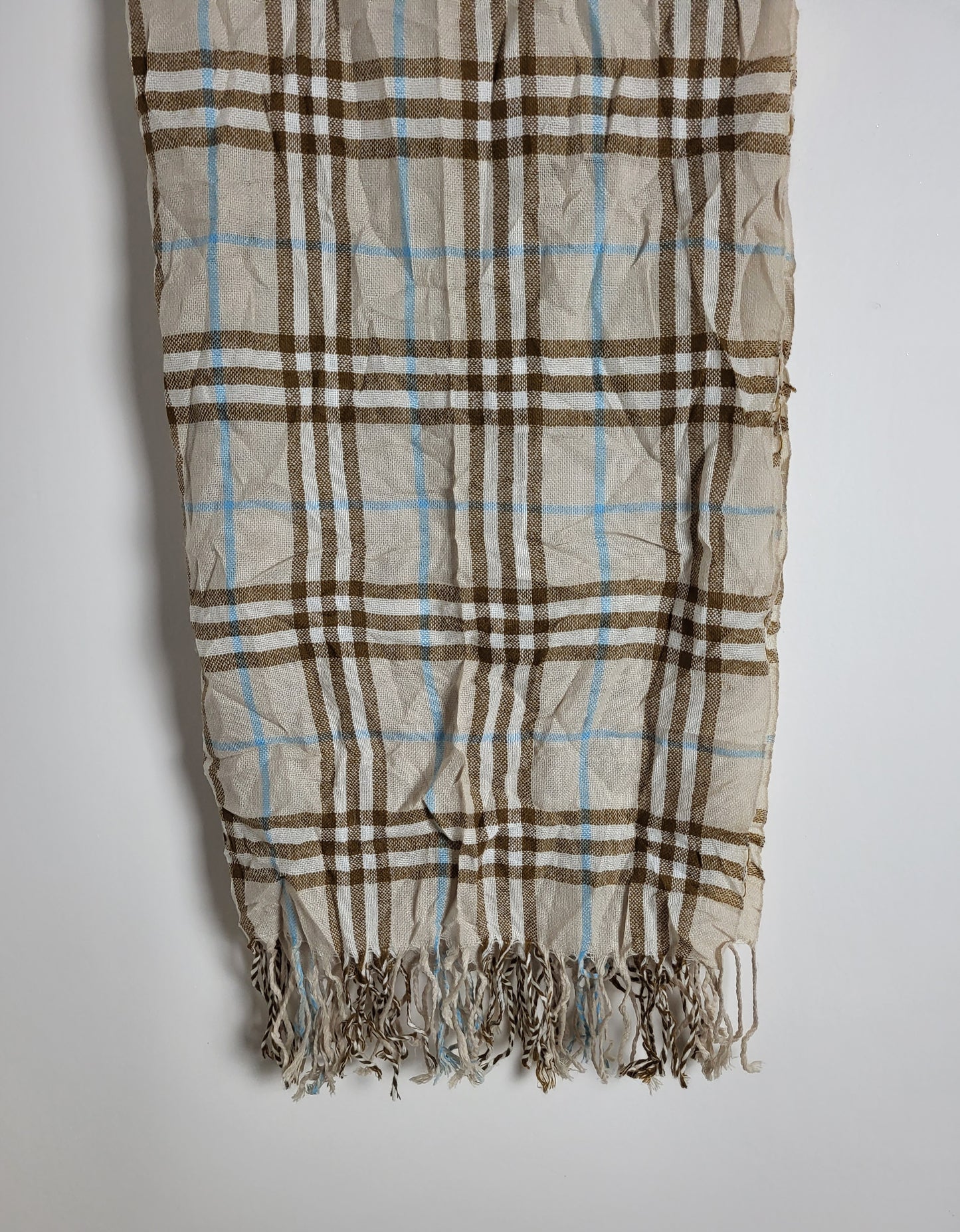 Burberry London - Vintage Schal / Tuch - Beige Tartan- Kaschmir - 175 x 65