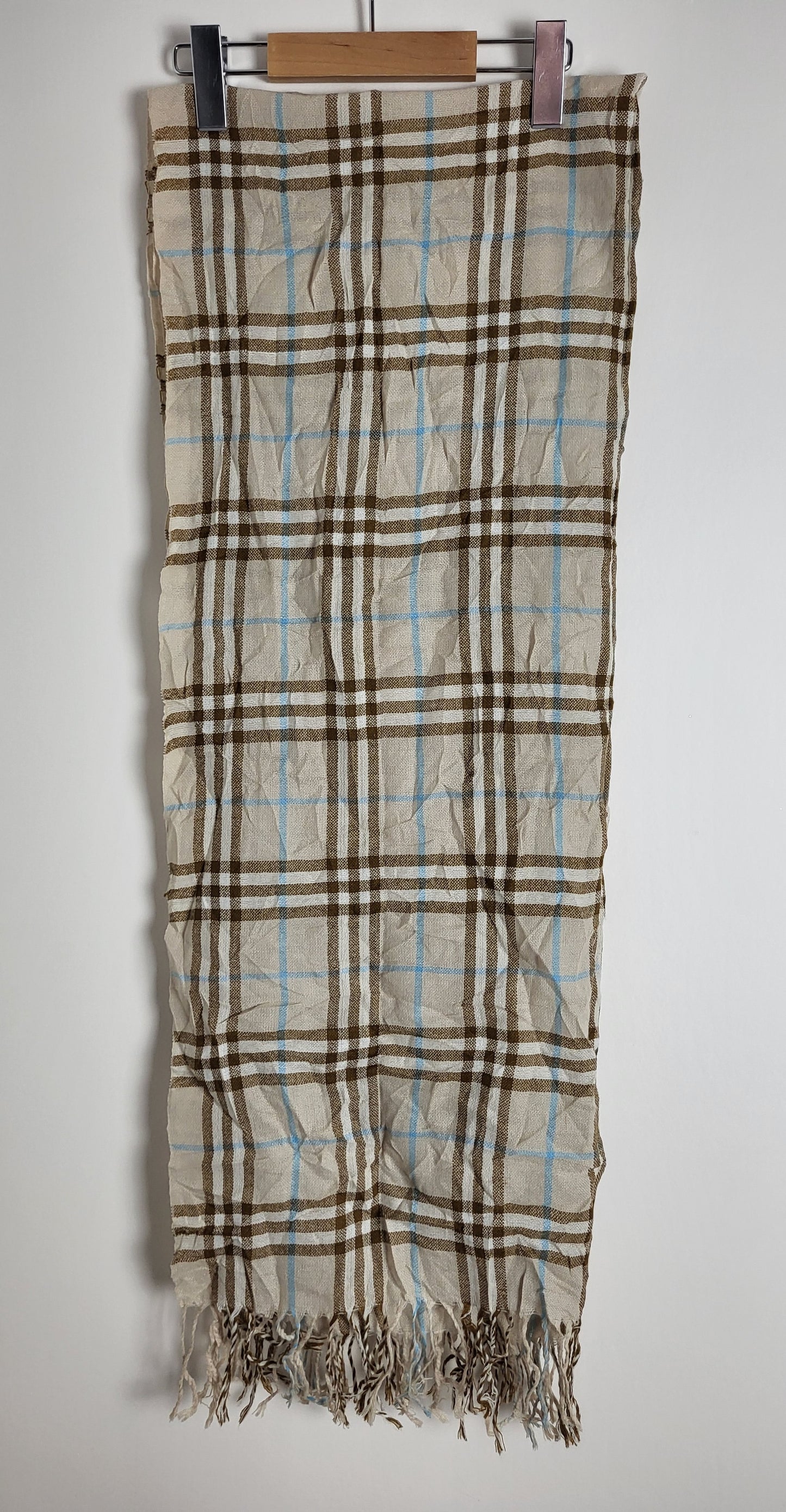 Burberry London - Vintage Schal / Tuch - Beige Tartan- Kaschmir - 175 x 65