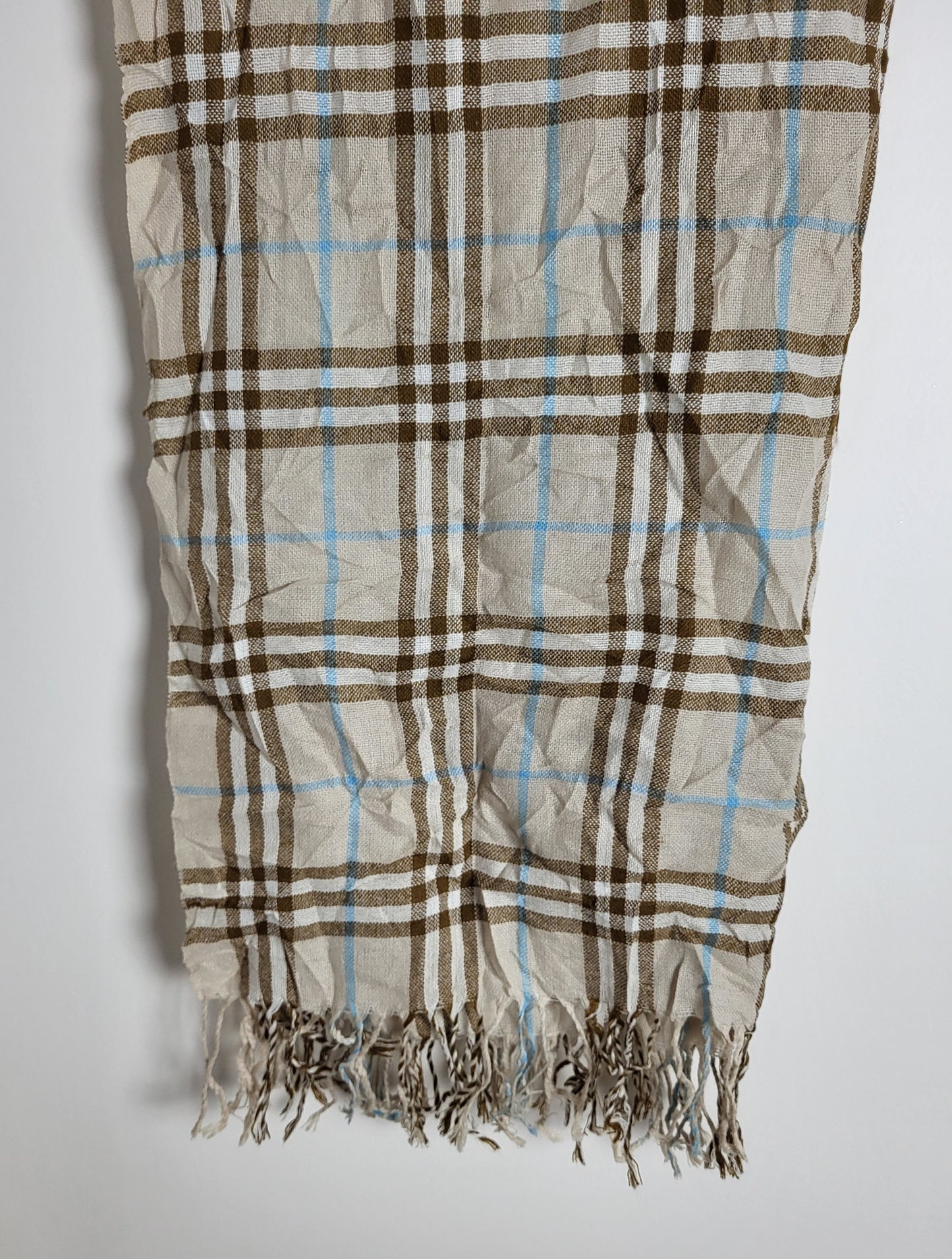 Burberry London - Vintage Schal / Tuch - Beige Tartan- Kaschmir - 175 x 65