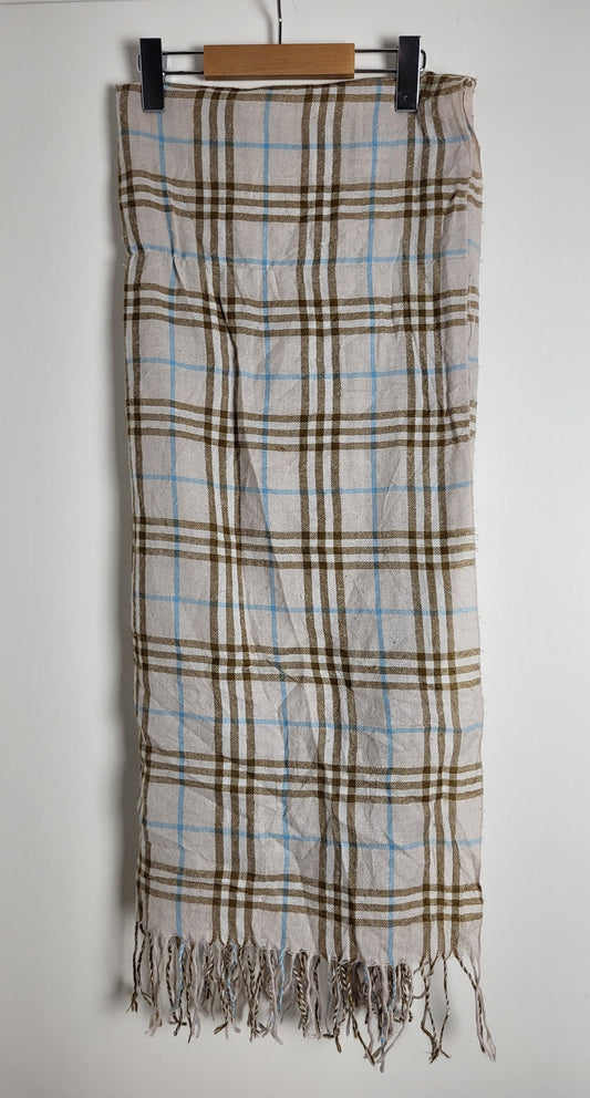 Burberry London - Vintage Schal / Tuch - Beige Tartan- Kaschmir - 160 x 70