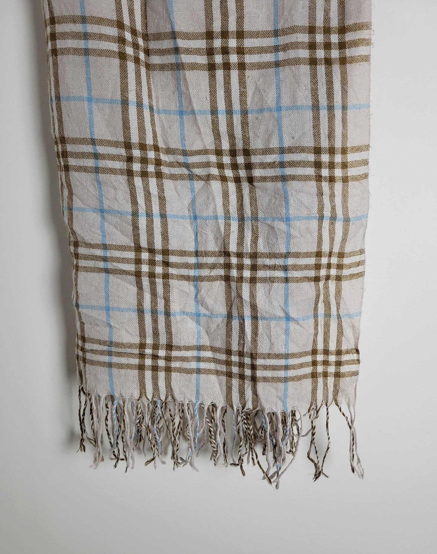 Burberry London - Vintage Schal / Tuch - Beige Tartan- Kaschmir - 160 x 70