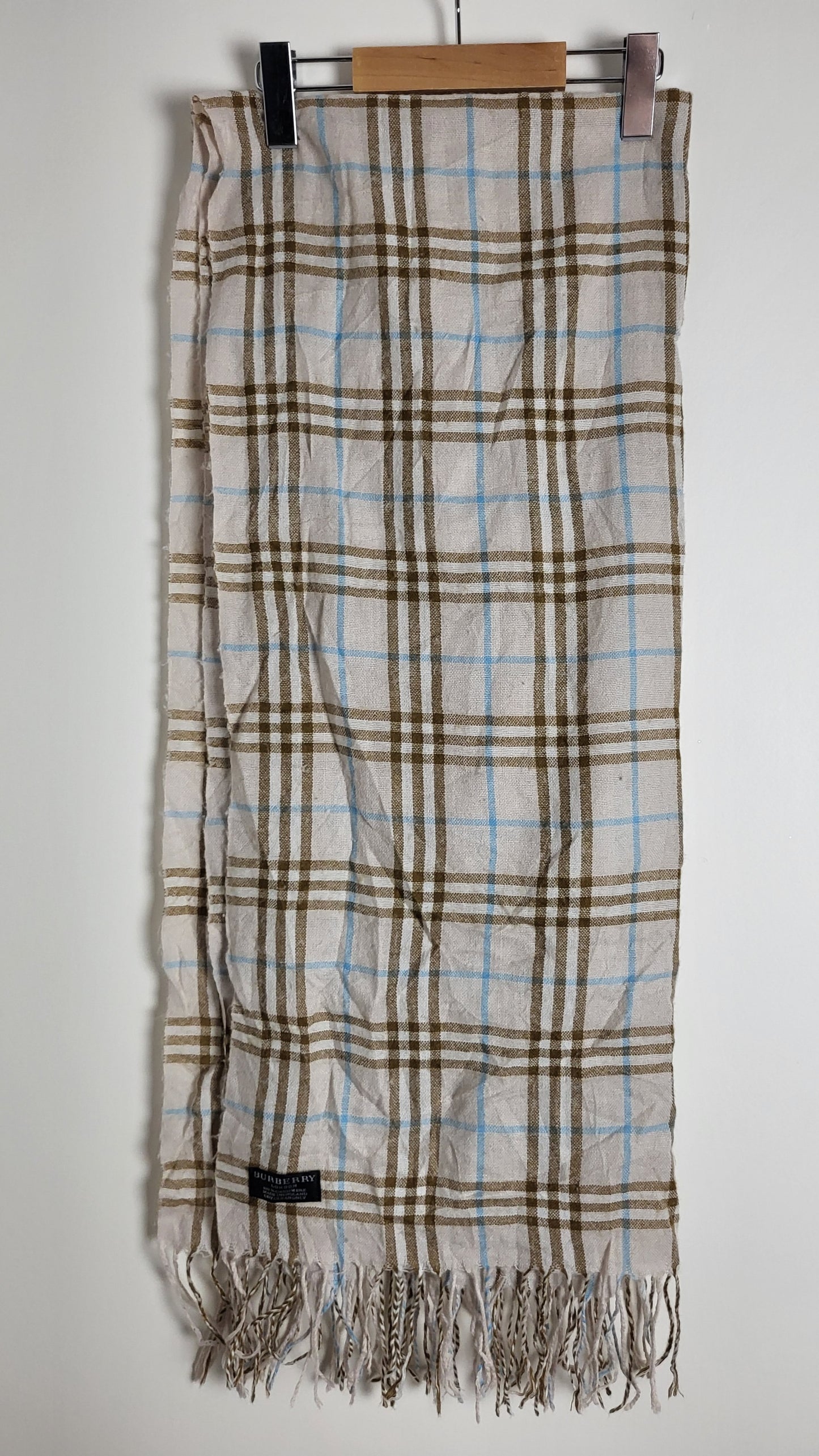 Burberry London - Vintage Schal / Tuch - Beige Tartan- Kaschmir - 160 x 70