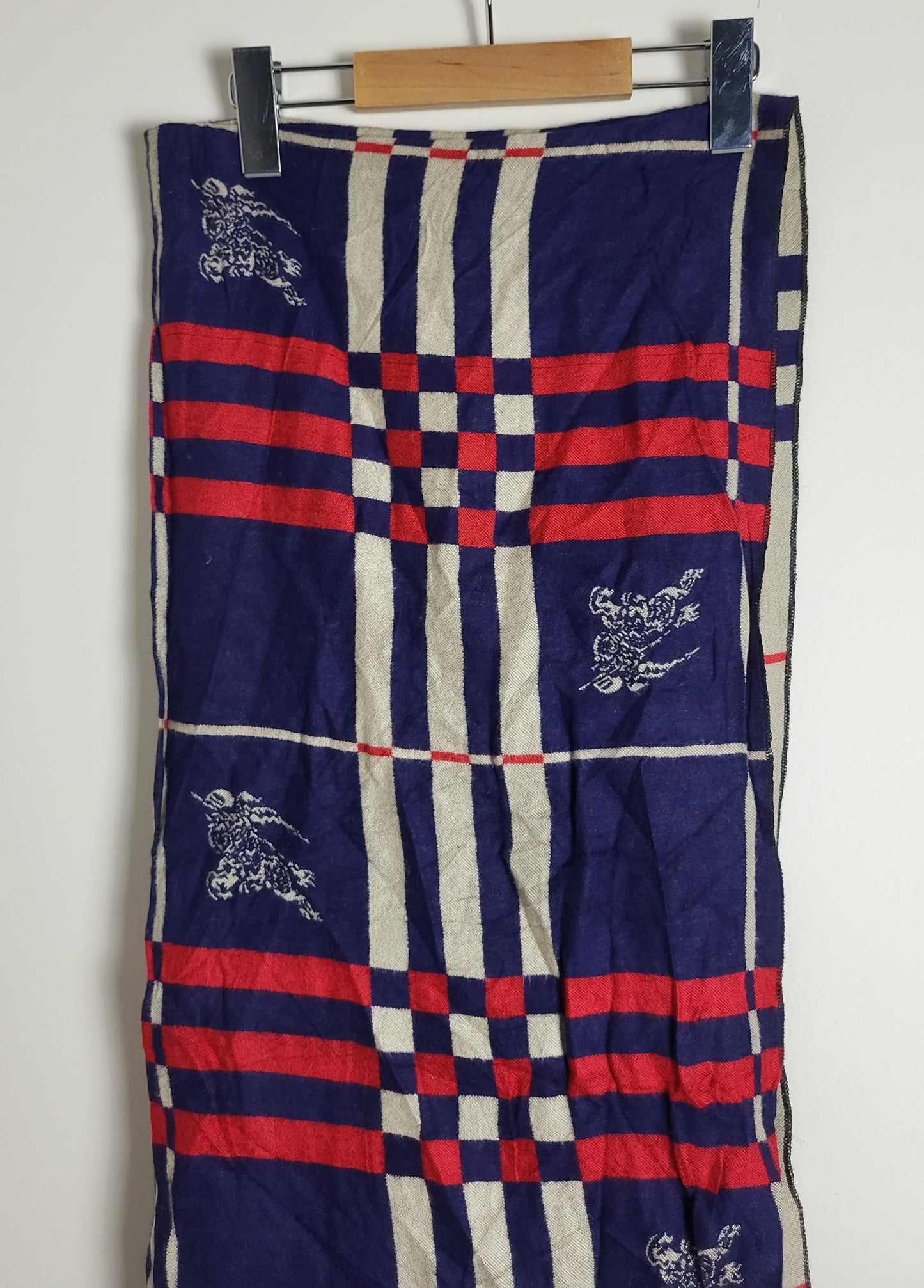Burberry - Schal / Tuch - Dunkelblau Tartan - Wolle / Kaschmir - 180 x 65