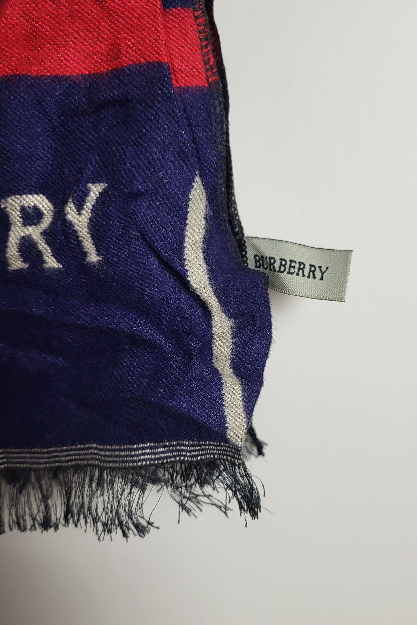 Burberry - Schal / Tuch - Dunkelblau Tartan - Wolle / Kaschmir - 180 x 65