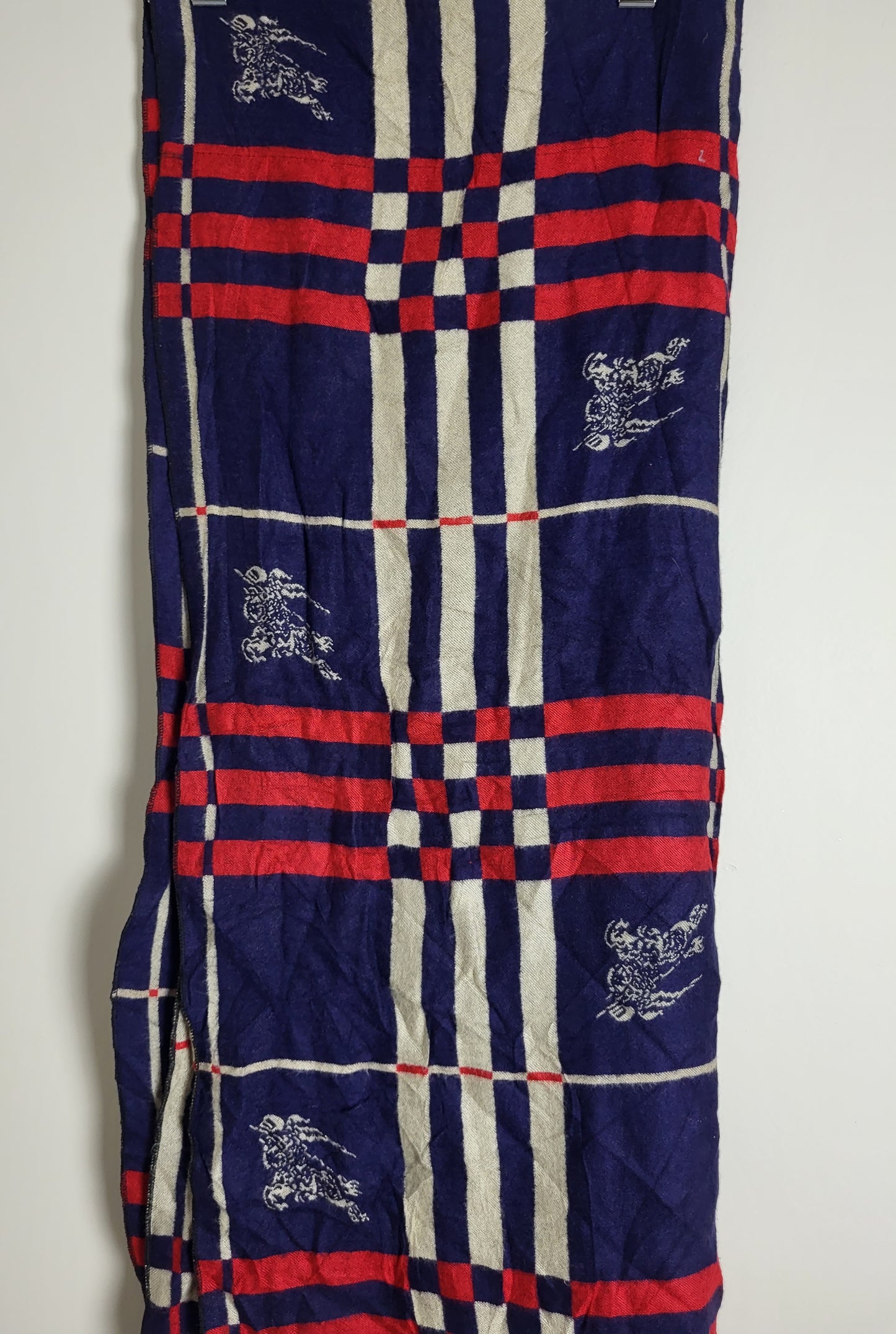 Burberry - Schal / Tuch - Dunkelblau Tartan - Wolle / Kaschmir - 180 x 65