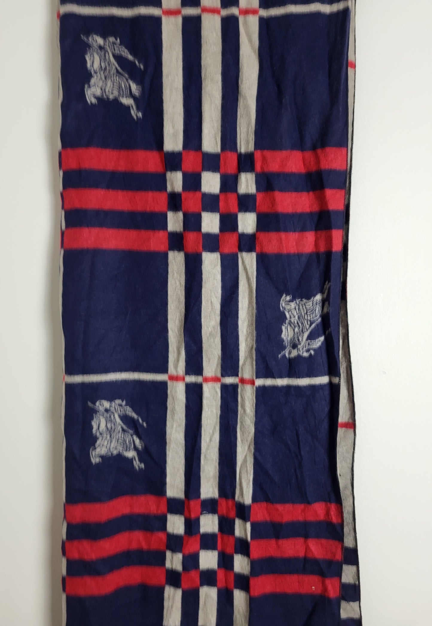 Burberry London - Schal / Tuch - Dunkelblau Tartan - Kaschmir / Seide - 185 x 60