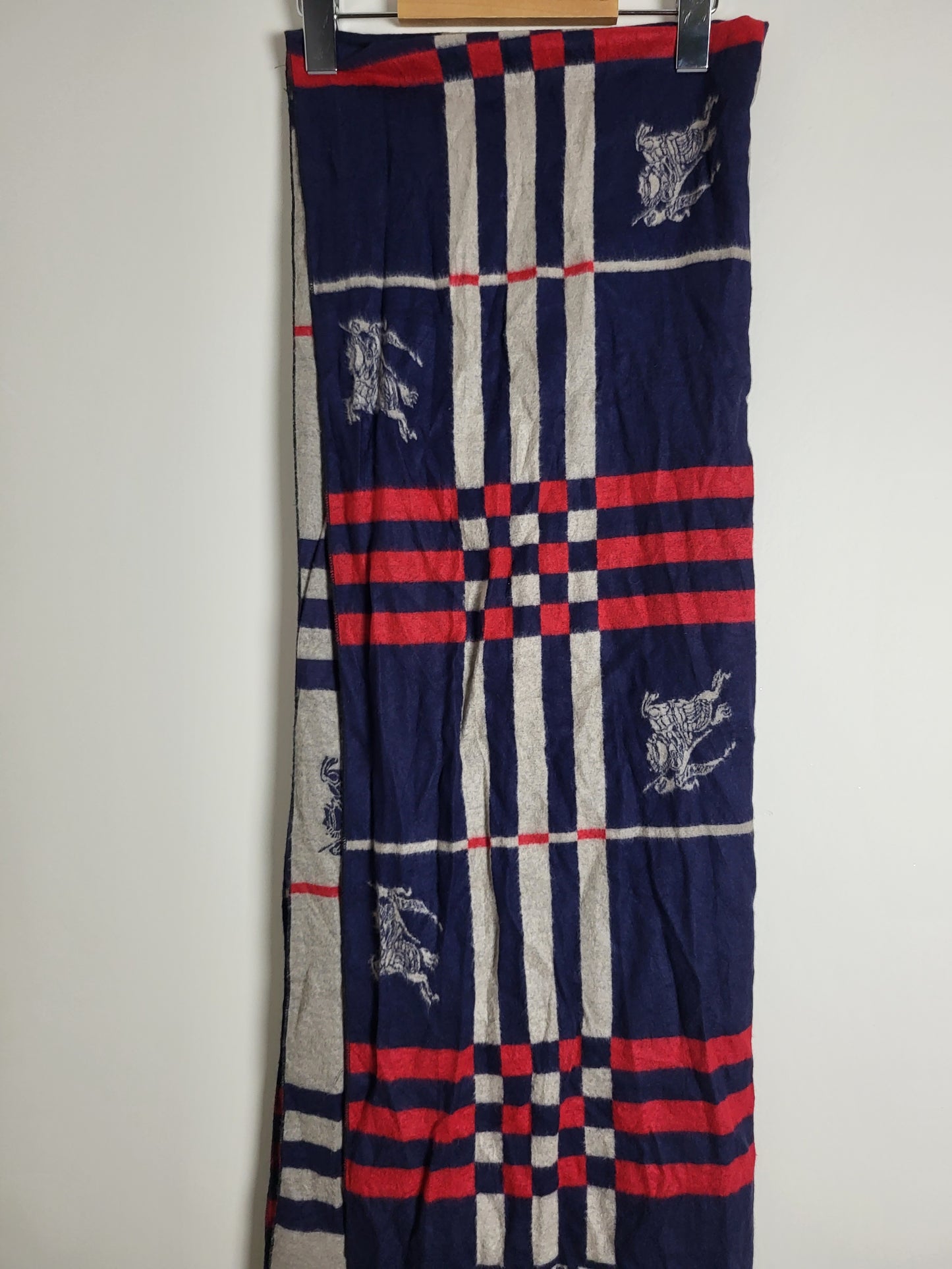 Burberry London - Schal / Tuch - Dunkelblau Tartan - Kaschmir / Seide - 185 x 60