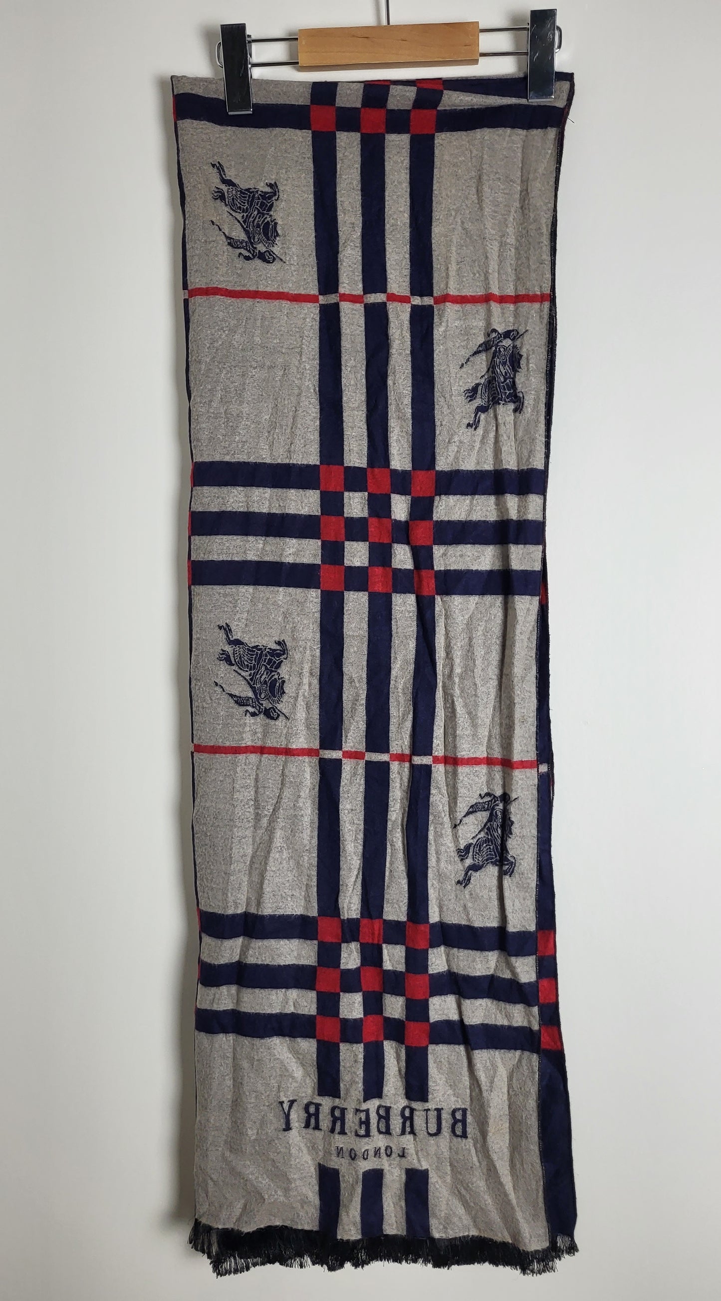 Burberry London - Schal / Tuch - Dunkelblau Tartan - Kaschmir / Seide - 185 x 60