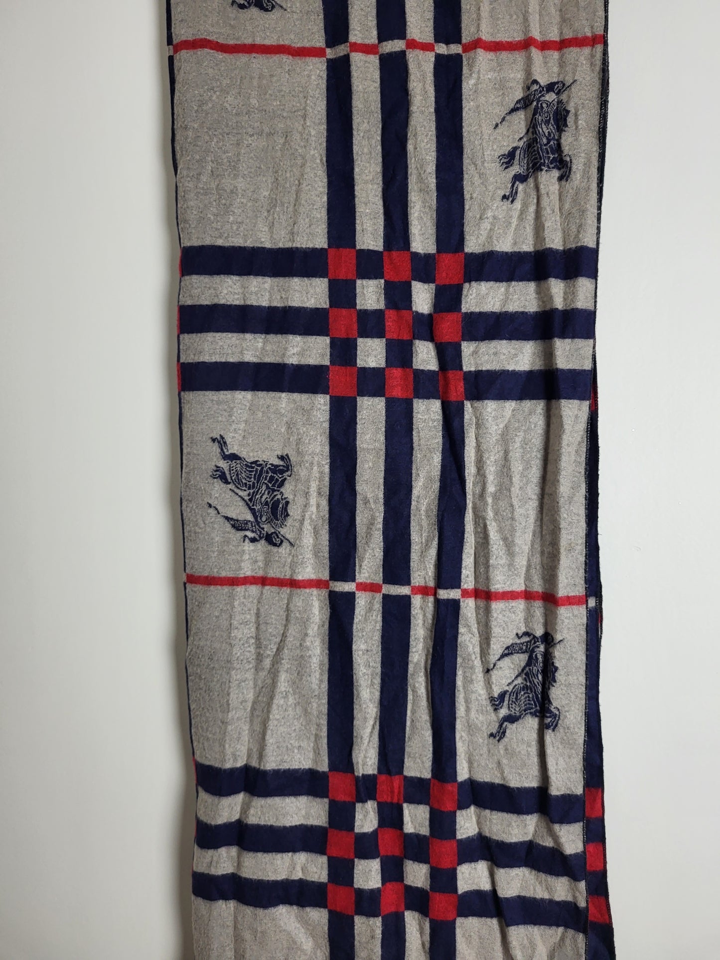 Burberry London - Schal / Tuch - Dunkelblau Tartan - Kaschmir / Seide - 185 x 60
